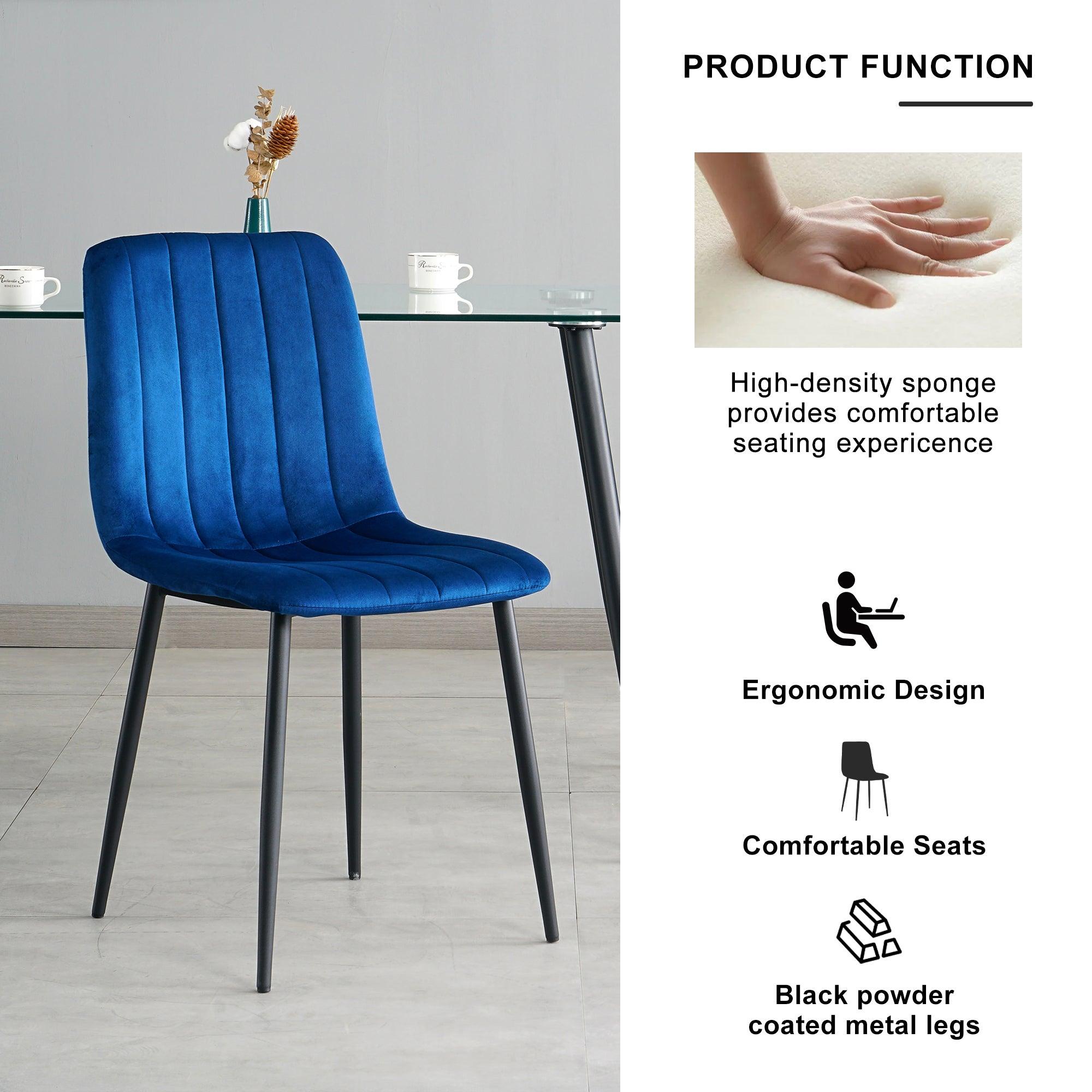 GIKILI Modern Dining Kitchen Chairs with Black Coated Metal Legs (set of 4), Blue