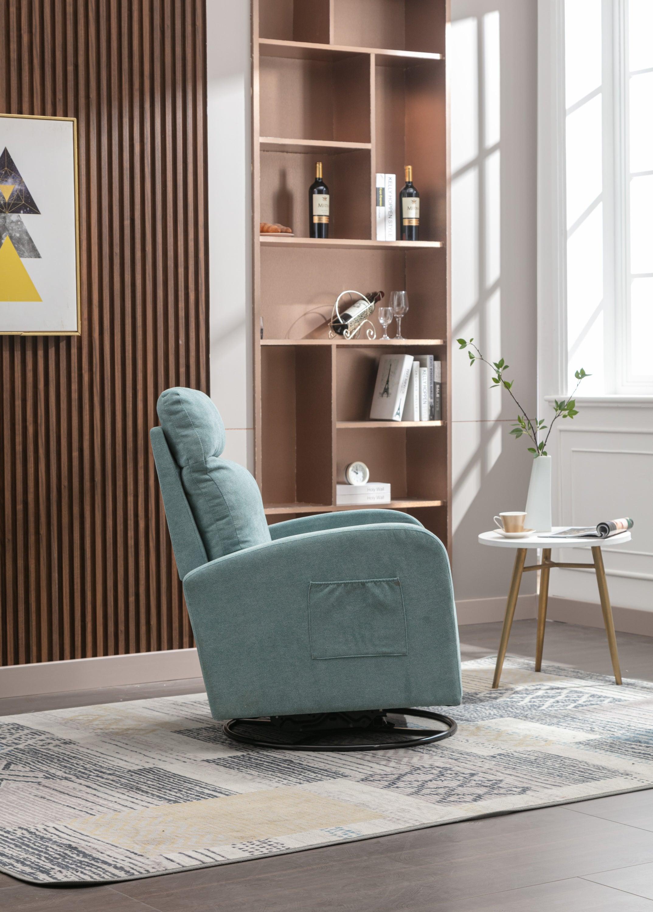 🆓🚛 Upholstered Swivel Glider, Modern Style Rocking Chair for Nursery, Light Blue