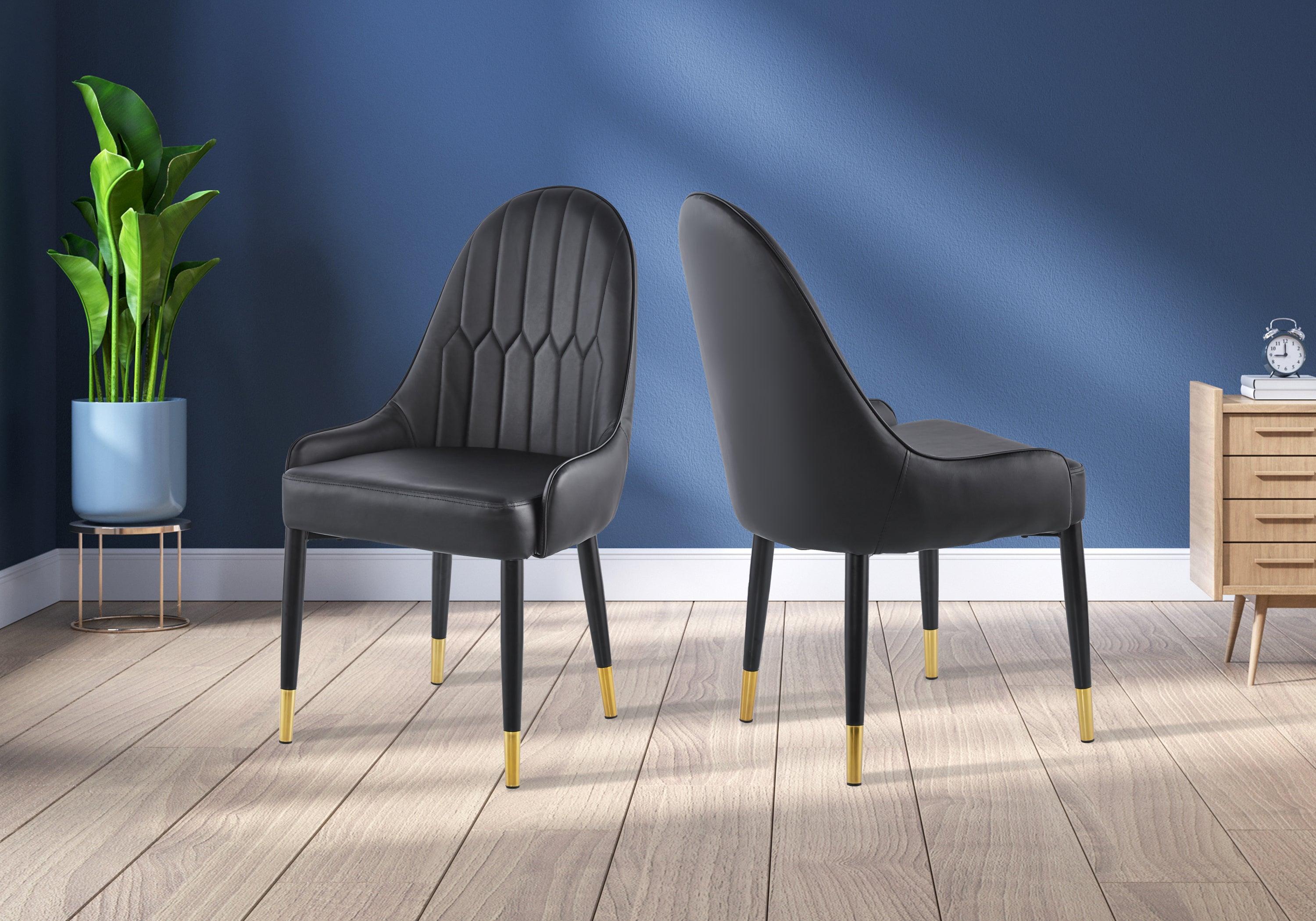 🆓🚛 Modern Leather Dining Chair Set Of 2, Upholstered Accent Dining Chair, Legs With Black Plastic Tube Plug