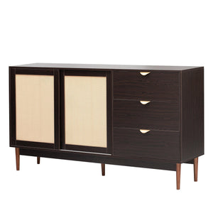 Featured Two-door Storage Cabinet with Three Drawers and Metal Handles , Suitable for Corridors, Entrances, Living rooms, and Study