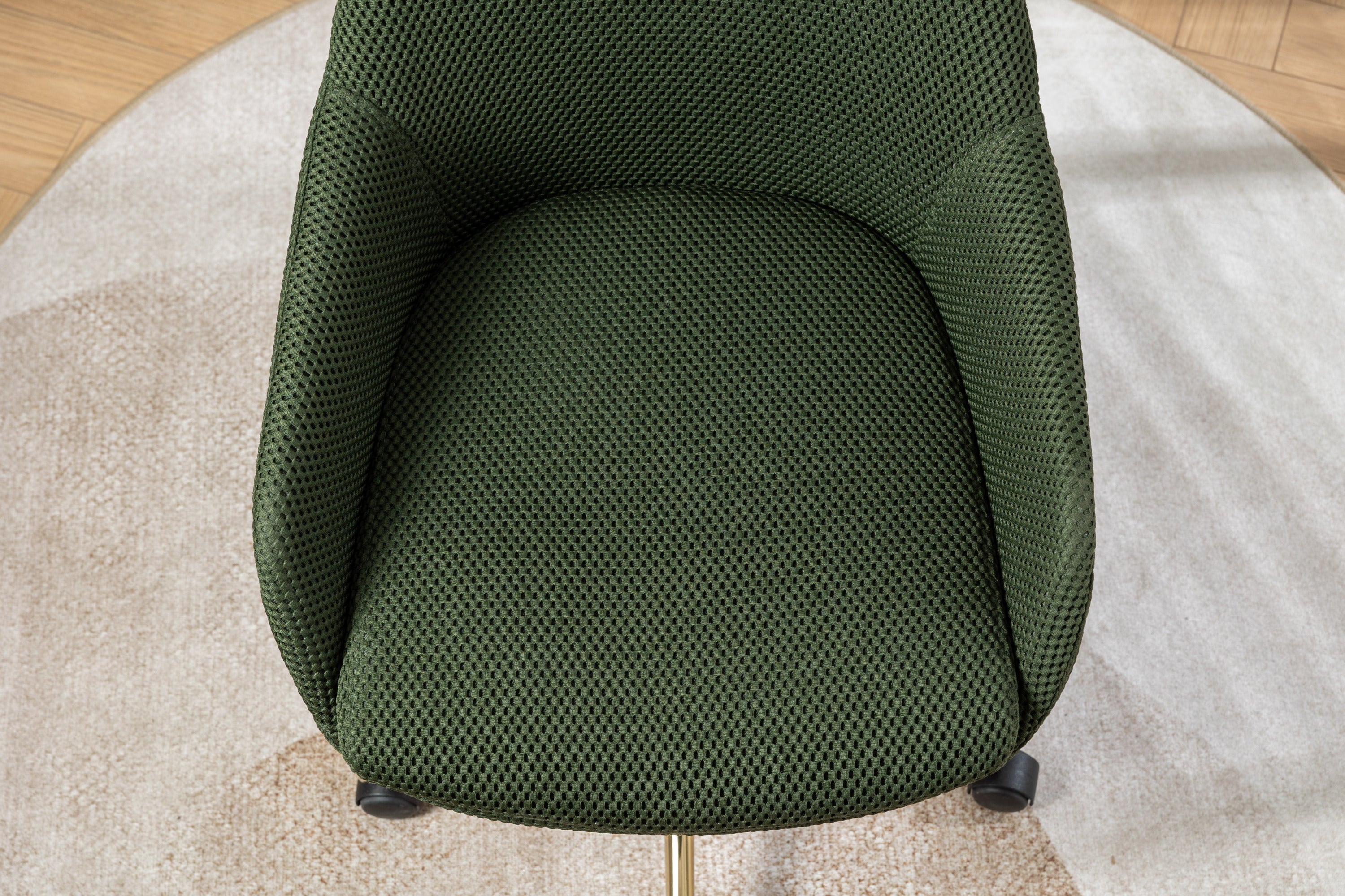 🆓🚛 Mesh Fabric Home Office 360° Swivel Chair, Adjustable Height With Gold Metal Base, Green