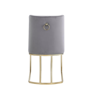 Dining Chairs, Velvet Upolstered Side Chair, Gold Metal Legs (Set of 2) - Gray