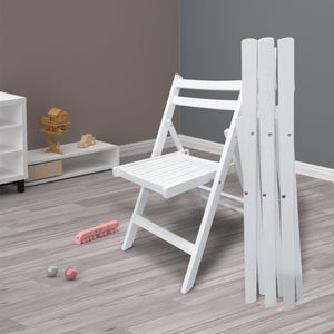 Furniture Slatted Wood Folding Special Event Chair - White, Set Of 4, FOLDING CHAIR, FOLDABLE STYLE