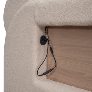 Full Size Upholstered Storage Platform Bed with Cartoon Ears Shaped Headboard, LED and USB, Beige