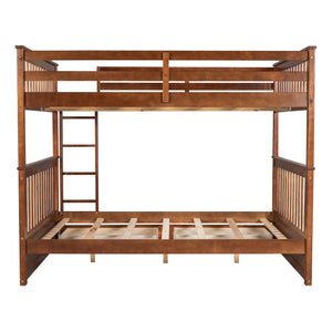 Full-Over-Full Bunk Bed with Ladders and Two Storage Drawers (Walnut)