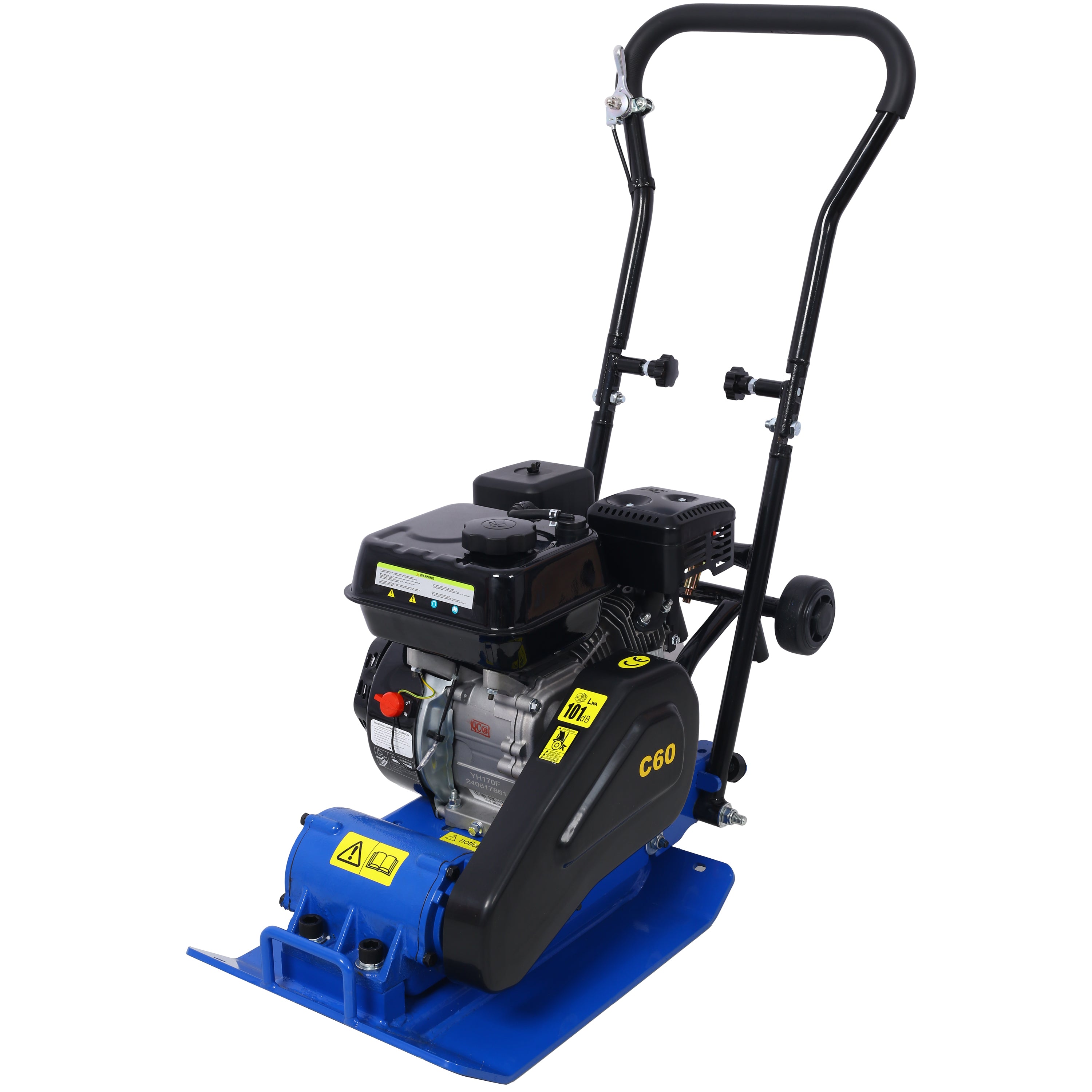 212Cc 6.5Hp 5600Vpm Gas Vibration Compaction Force 20 X 14 Inch Plate Compactor W/Built-In Wheel, Epa Compliant