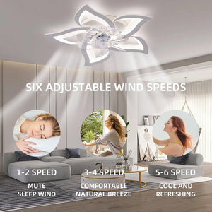 27" Ceiling Fan With Lights Remote Contro Dimmable LED, 6 Gear Wind Speed Fan Light