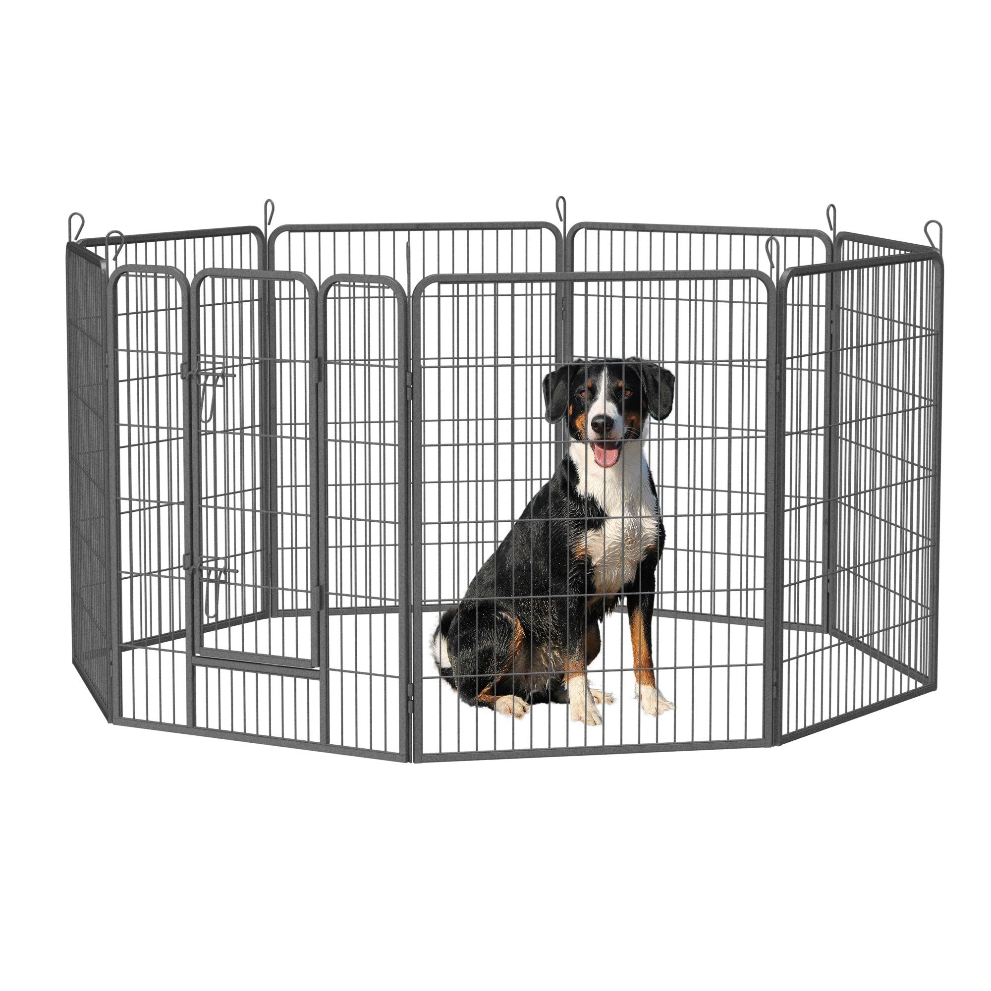 Heavy Duty Dog Pens Outdoor Dog Fence Dog Playpen For Large Dogs, 40" Dog Kennel Outdoor Pet Playpen With Doors 8 Panels Metal Exercise Pens Puppy Playpen Temporary Camping Fence For The Yard