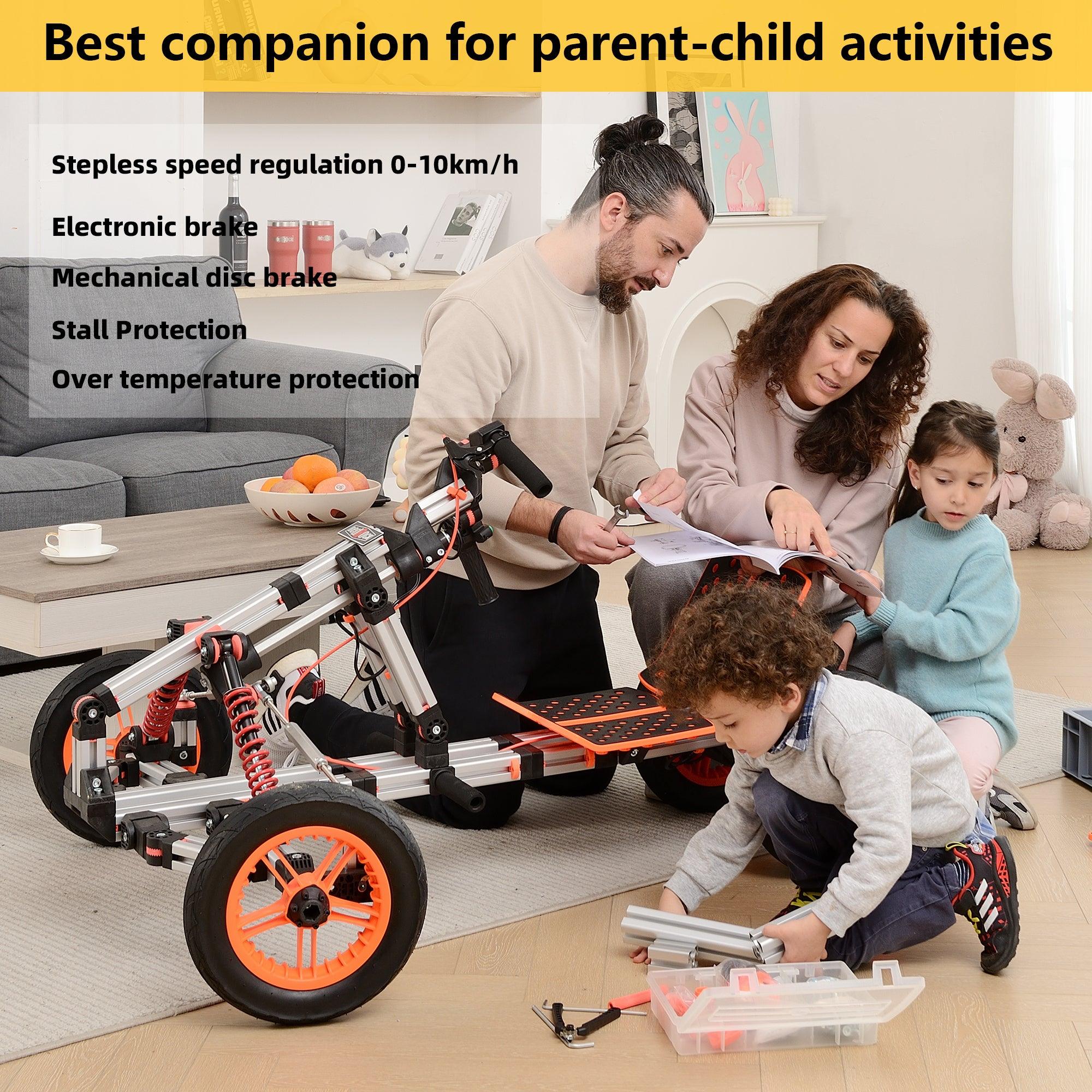 🆓🚛 Modular Design High-Strength Material Electric Innovation Kart, More Than 20 Kinds Of Assembly Methods, Suitable for Outdoor Sports, Parent-Child Interaction