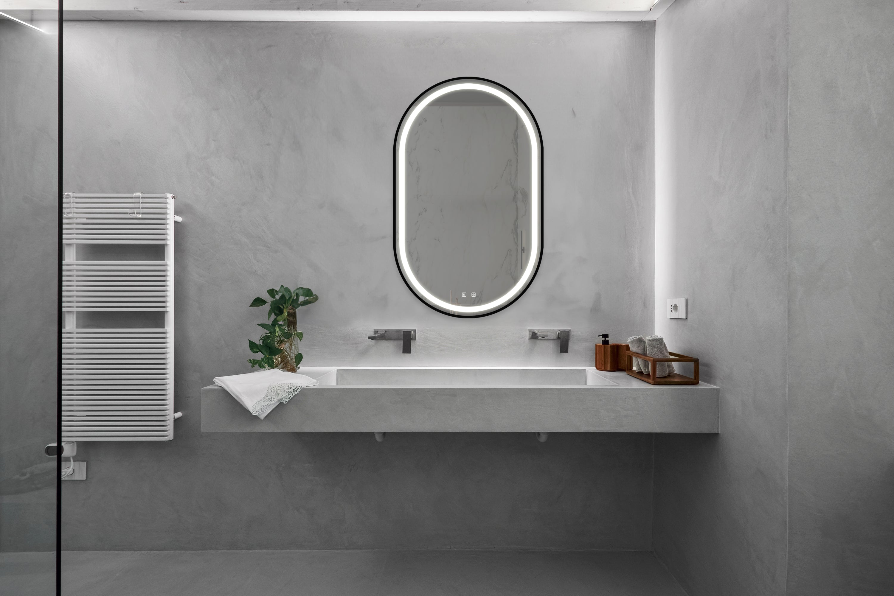 20X32 Inch Bathroom Led Classy Vanity Mirror With Focused Backplane, Black Aluminum Alloy Frame, High Lumen, Dimmable Touch, Wall Switch Control, Anti-Fog, Cri 95 Adjustable 3000K-4500K-6000K, Ip54 Waterp