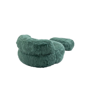 Gramanda 2-In-1 Bean Bag Chair Faux Fur Lazy Sofa & Ottoman Footstool For Adults And Kids - Green