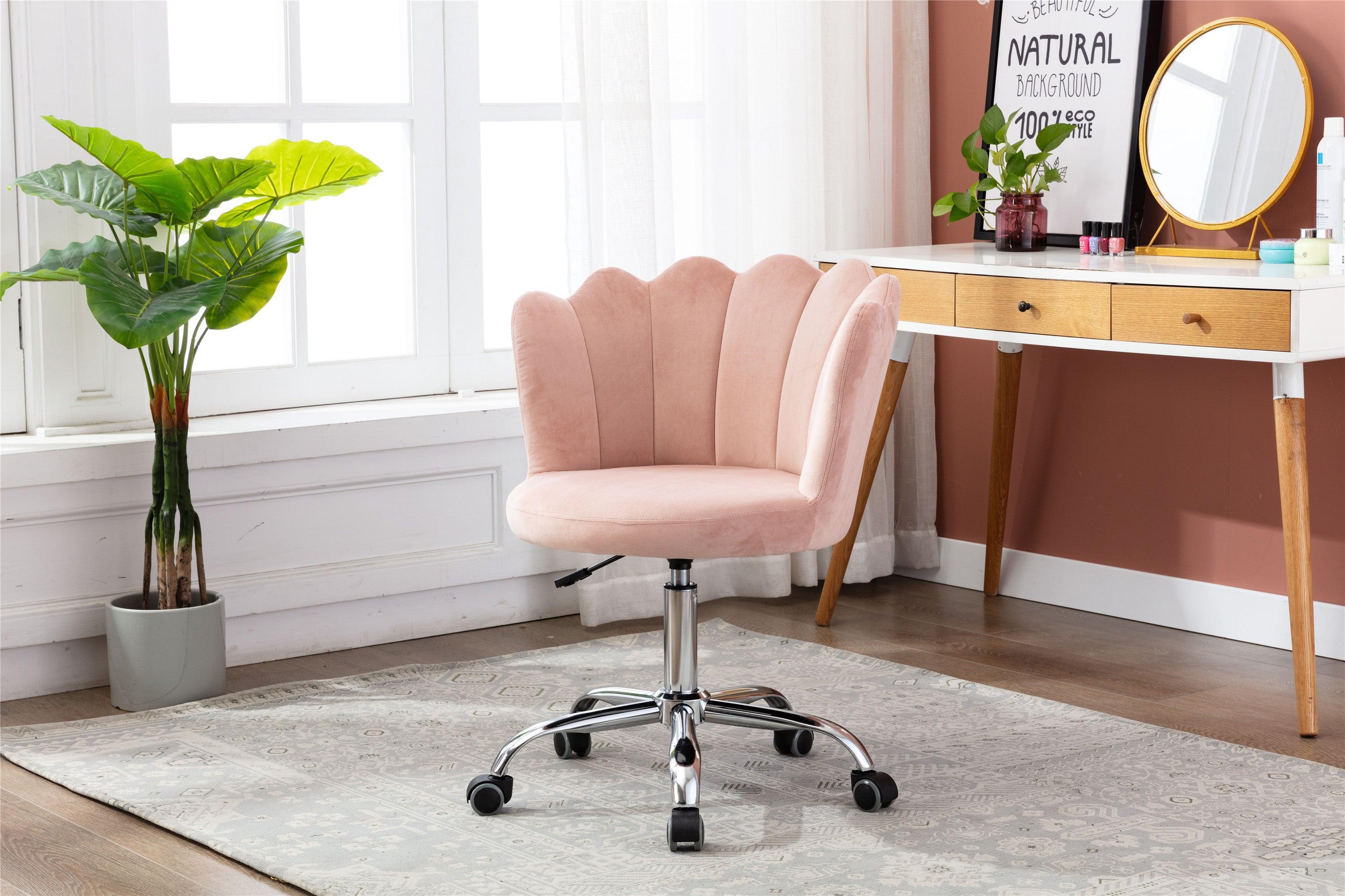 🆓🚛 Swivel Shell Chair for Living Room/Bed Room, Modern Leisure Office Chair Pink