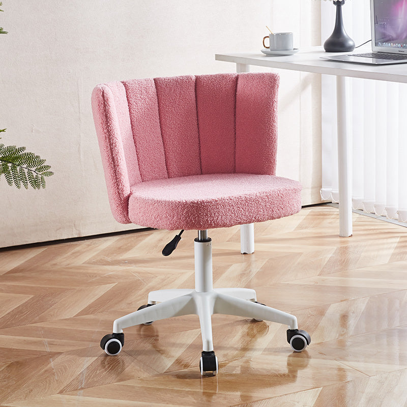 🆓🚛 Office Chair, Fluffy Fuzzy Comfortable Makeup Vanity Chair, Swivel Desk Chair Height Adjustable, Pink