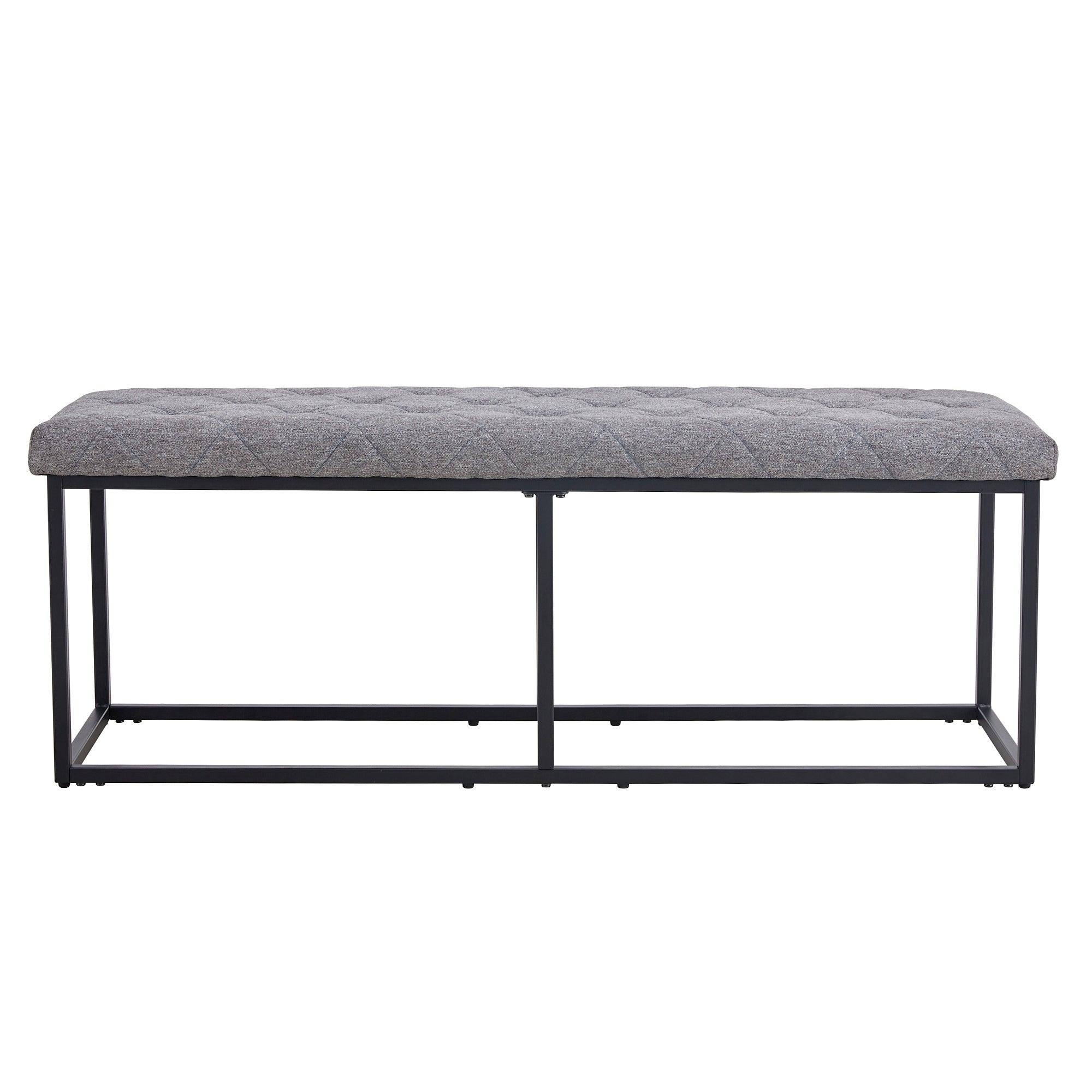 🆓🚛 Tufted Extra-Long Entryway Bench, 51" Bedroom Benches Upholstered Dining Benches, Fabric End Of Bed Bench for Bedroom Dining Room Living Room Entryway, Gray