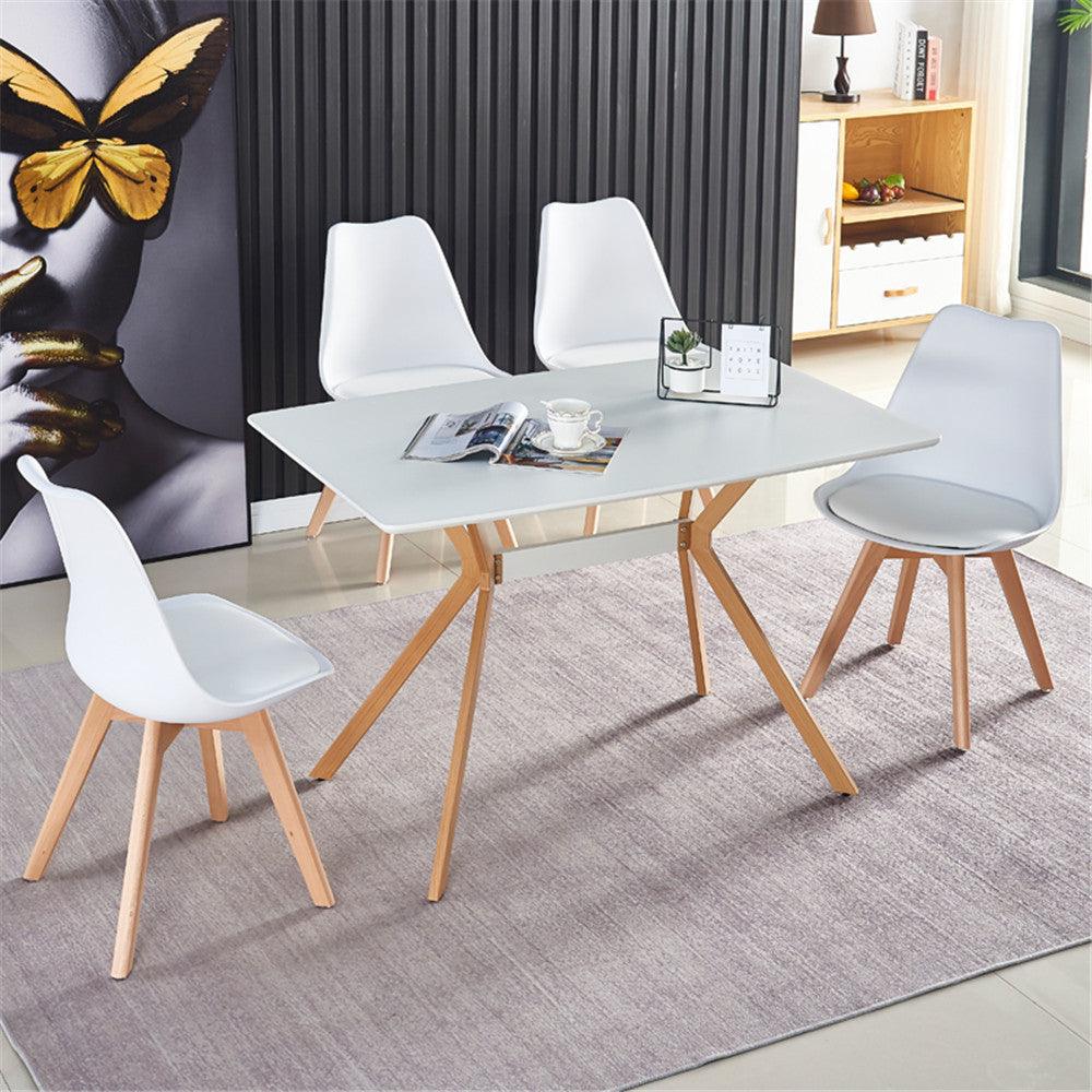 🆓🚛 Modern Minimalist Styledining Table Mdf Anti-Scratch Top Metal Shelf Metal Heat Transfer Legs Leveling Feet for Dining Room Kitchen Office Table X 1 (White)