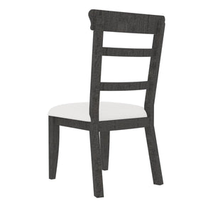 Dining Chair(19.1*24*37.4inch) Set of 2, Upholstered Cushion Seat Wooden Ladder Back Side Chairs Dark Gray