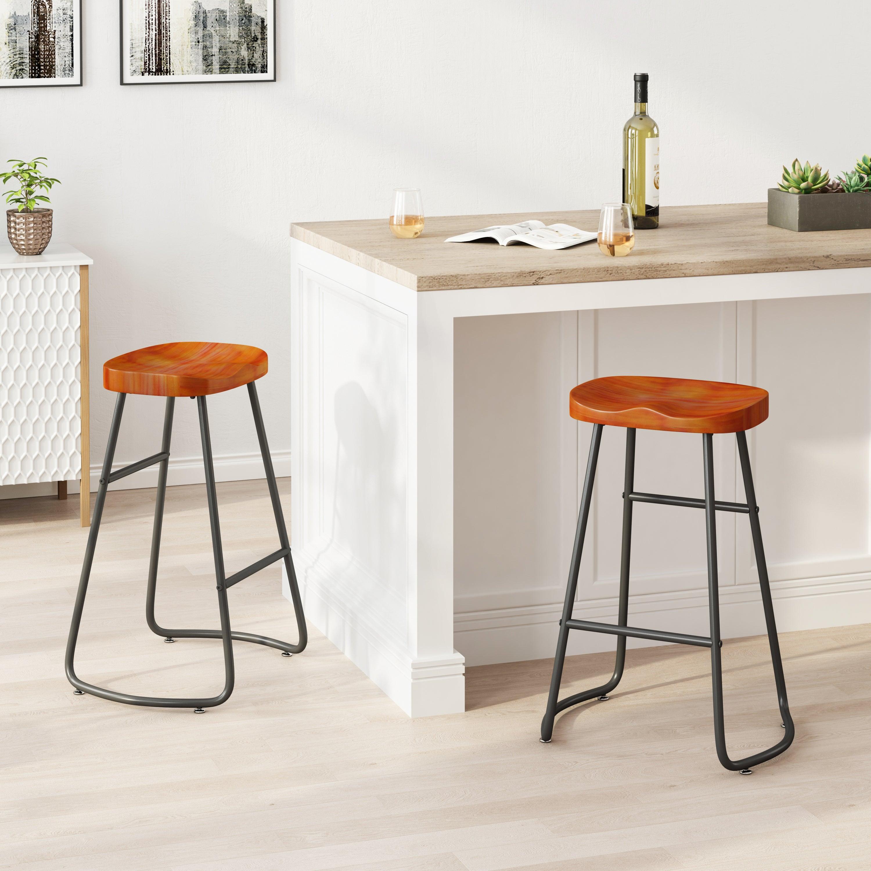 29.52" Stylish and Minimalist Bar Stools, Two-piece Counter Height Bar Stools, for Kitchen Island, Coffee Shop, Bar, Home Balcony, Brown