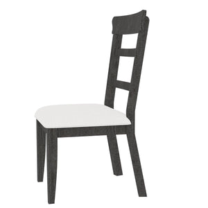 Dining Chair(19.1*24*37.4inch) Set of 2, Upholstered Cushion Seat Wooden Ladder Back Side Chairs Dark Gray