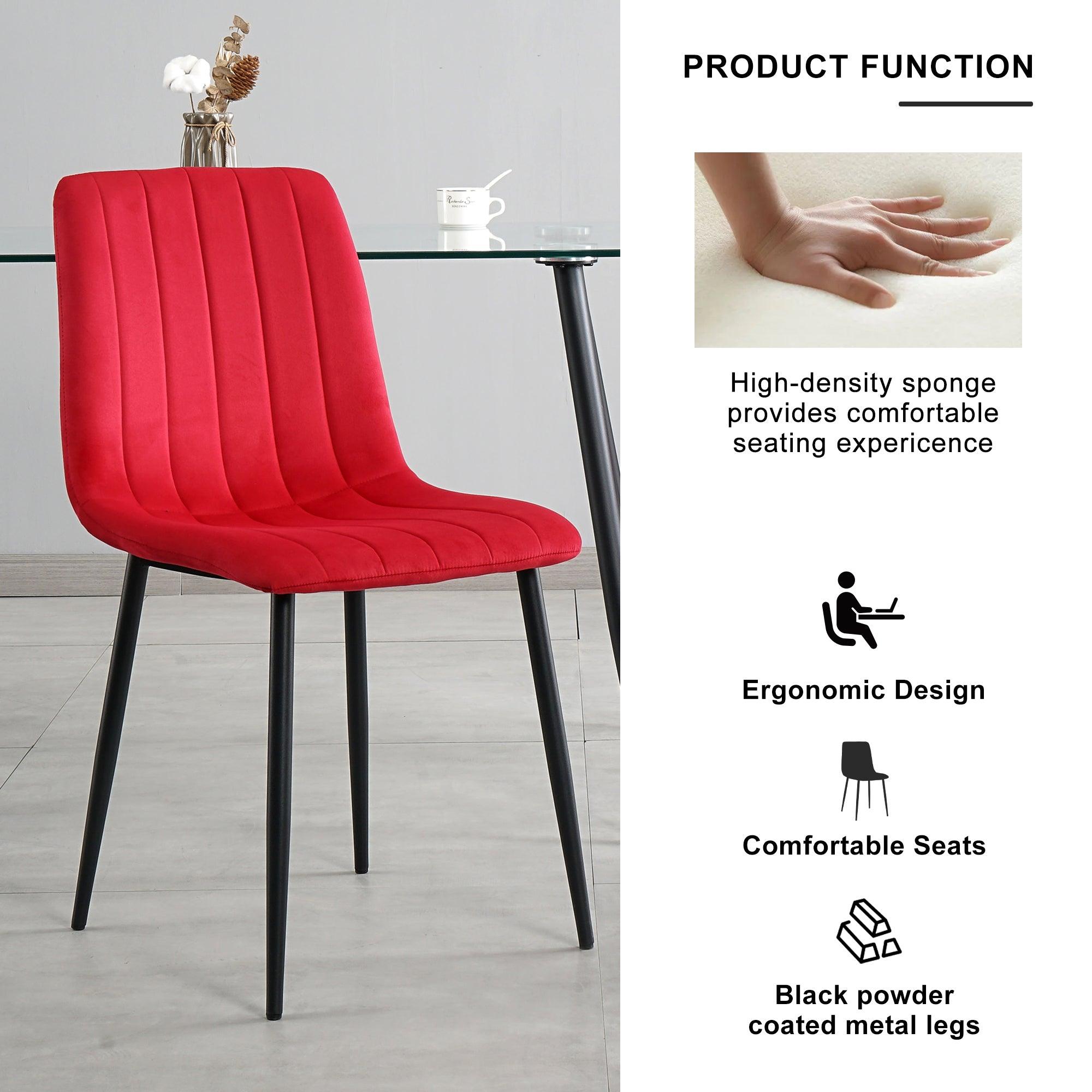 GIKILI Modern Dining Kitchen Chairs with Black Coated Metal Legs (set of 4), Red