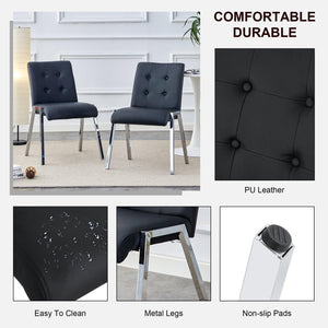 Grid armless high backrest dining chair, electroplated metal legs, black 2-piece set, office chair. Suitable for restaurants, living rooms, kitchens, and offices.