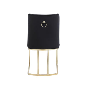 Dining Chairs, Velvet Upolstered Side Chair, Gold Metal Legs (Set of 2) - Black