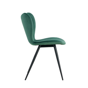 Dining Chairs Set Of 2, Dark Green Velvet  Chair Modern Kitchen Chair With Metal Leg