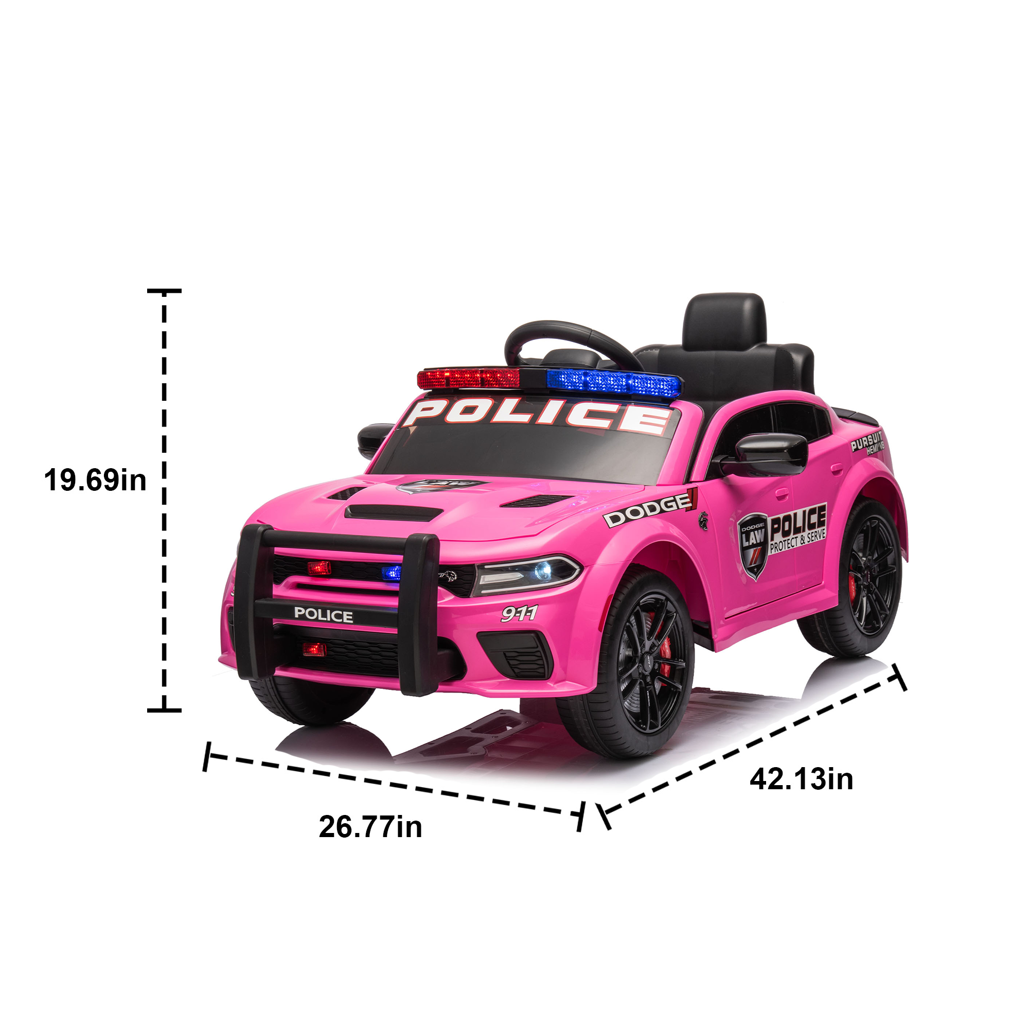 🆓🚛 Licensed Dodge Charger, 12V Kids Ride On Police Car W/Parents Remote Control, Anti-Collision Bar, Front& Top Alarm Light Design, Police Car Sticker, Megaphone, Three-Speed, Slow Start, Four Wheel Suspension, Pink