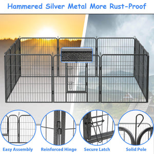 Dog Pens Outdoor 32" Height Foldable 12 Panels Heavy Duty Metal Portable Dog Playpen Indoor Anti-Rust Exercise Dog Fence With Doors For Large/Medium/Small Pets Play Pen For RV Camping Yard