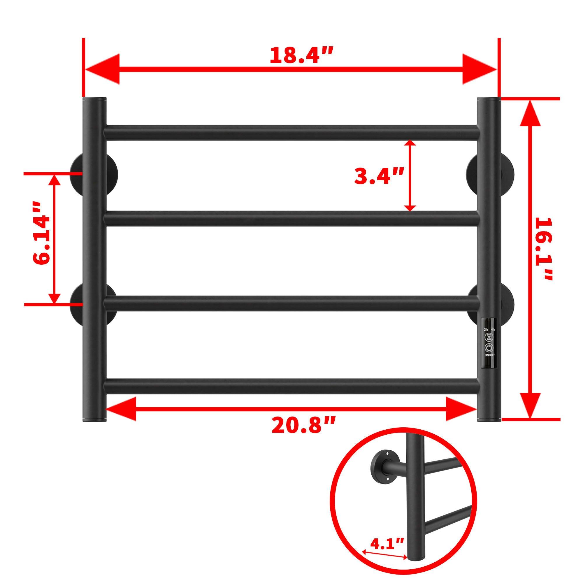 Electric Heated Towel Warmer 4 Bars for Bathroom, Stainless Steel Wall Mounted Heated Towel Drying Rack Black