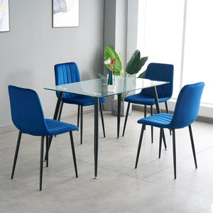 GIKILI Modern Dining Kitchen Chairs with Black Coated Metal Legs (set of 4), Blue