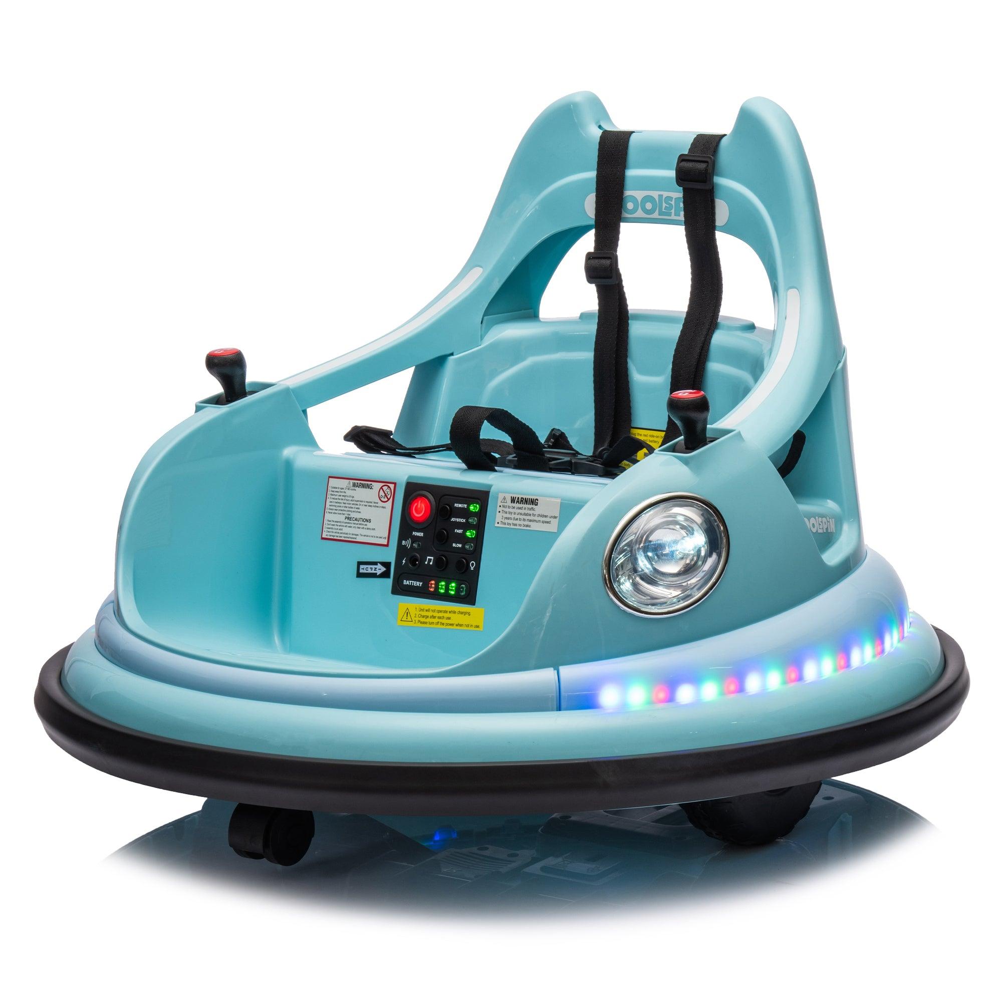 🆓🚛 12V Ride On Bumper Car for Kids, Electric Car for Kids, 1.5-5 Years Old, W/Remote Control, Led Lights, Bluetooth & 360 Degree Spin, Vehicle Body With Anti-Collision Padding Five-Point Safety Belt, Blue