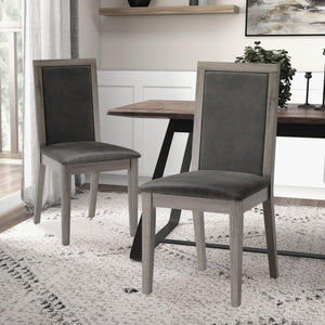 Dining Chairs Set of 2 Wood Dining Room Chair with MDF + sponge Back, Kitchen Room Chair Side Chair, Light grey Base with Grey Cushion