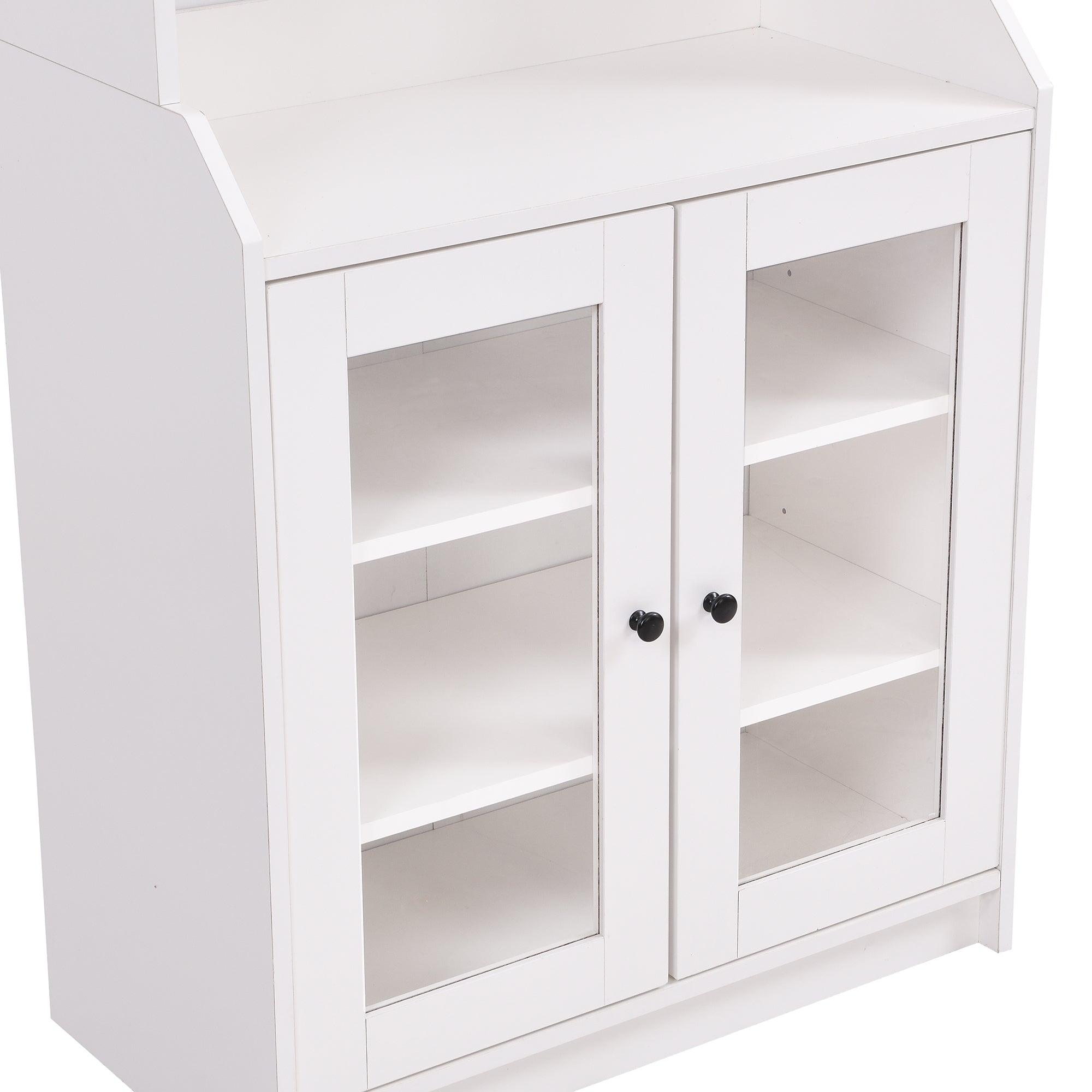 Elegant Tall Cabinet With Acrylic Board Door, Versatile Sideboard With Graceful Curves, Contemporary Bookshelf With Adjustable Shelves For Living Room, White