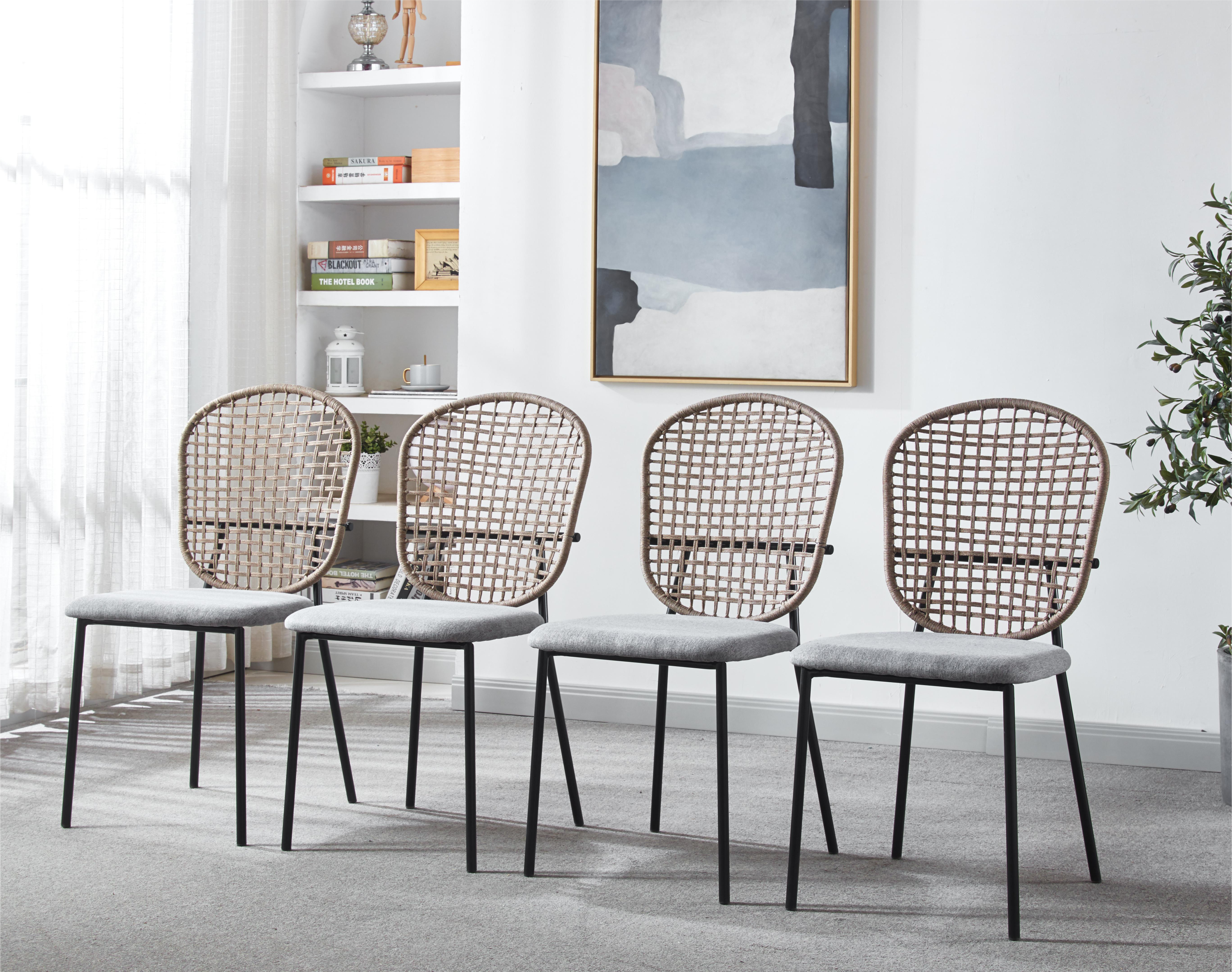 🆓🚛 Sennit Chairs, Set of 4, Black and Gray