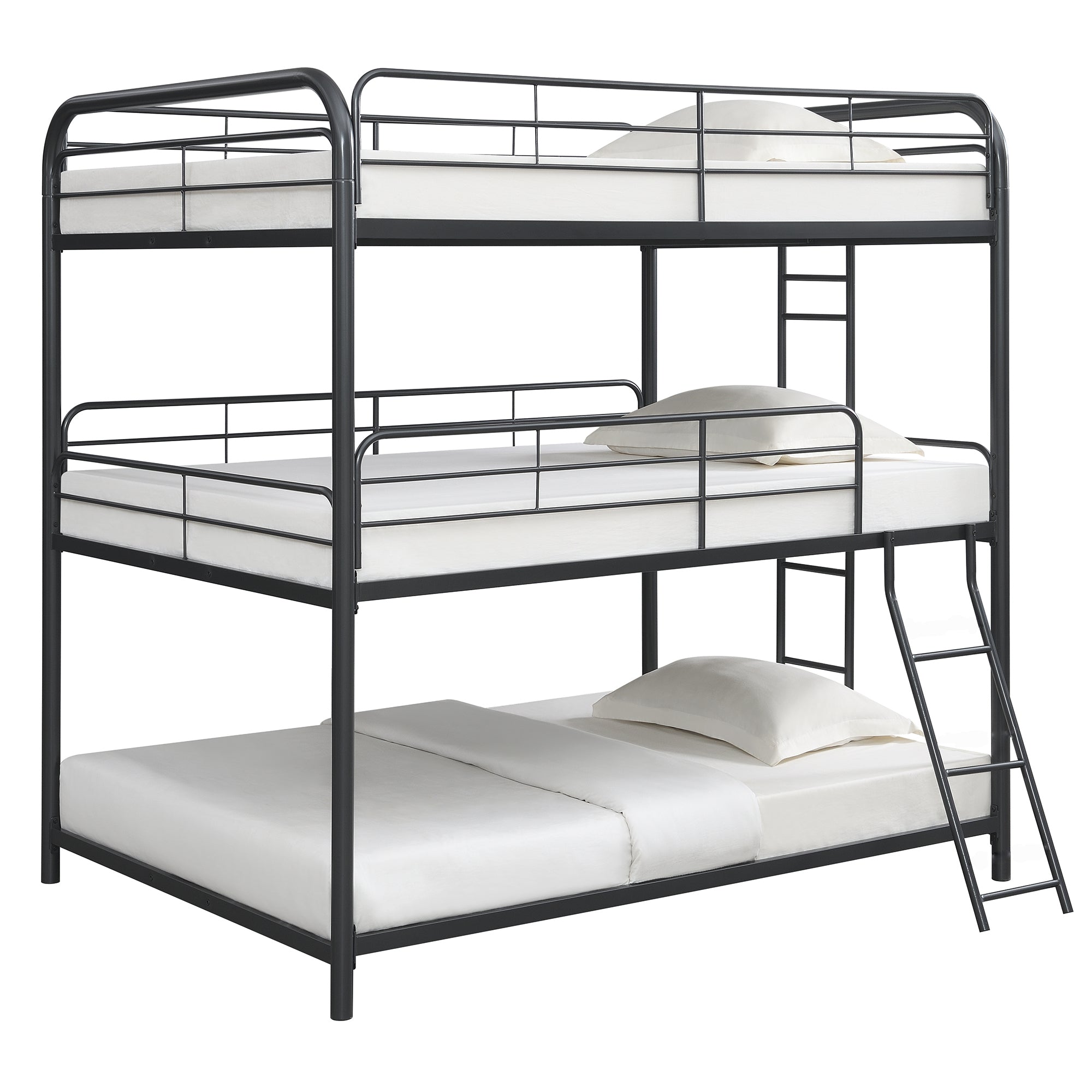🆓🚛 Furniture Triple Bunk Bed, Full/Full/Full, Black