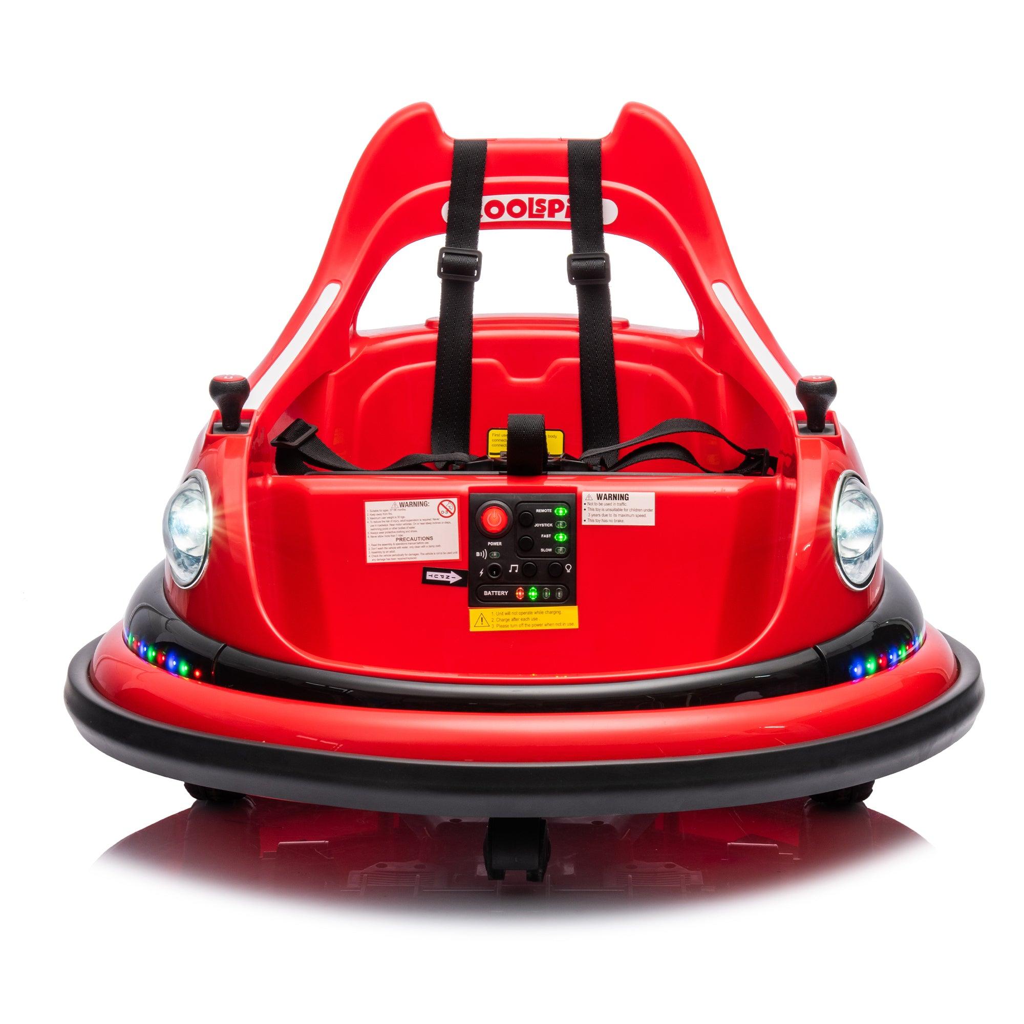 🆓🚛 12V Ride On Bumper Car for Kids, Electric Car for Kids, 1.5-5 Years Old, W/Remote Control, Led Lights, Bluetooth & 360 Degree Spin, Vehicle Body With Anti-Collision Padding Five-Point Safety Belt, Red