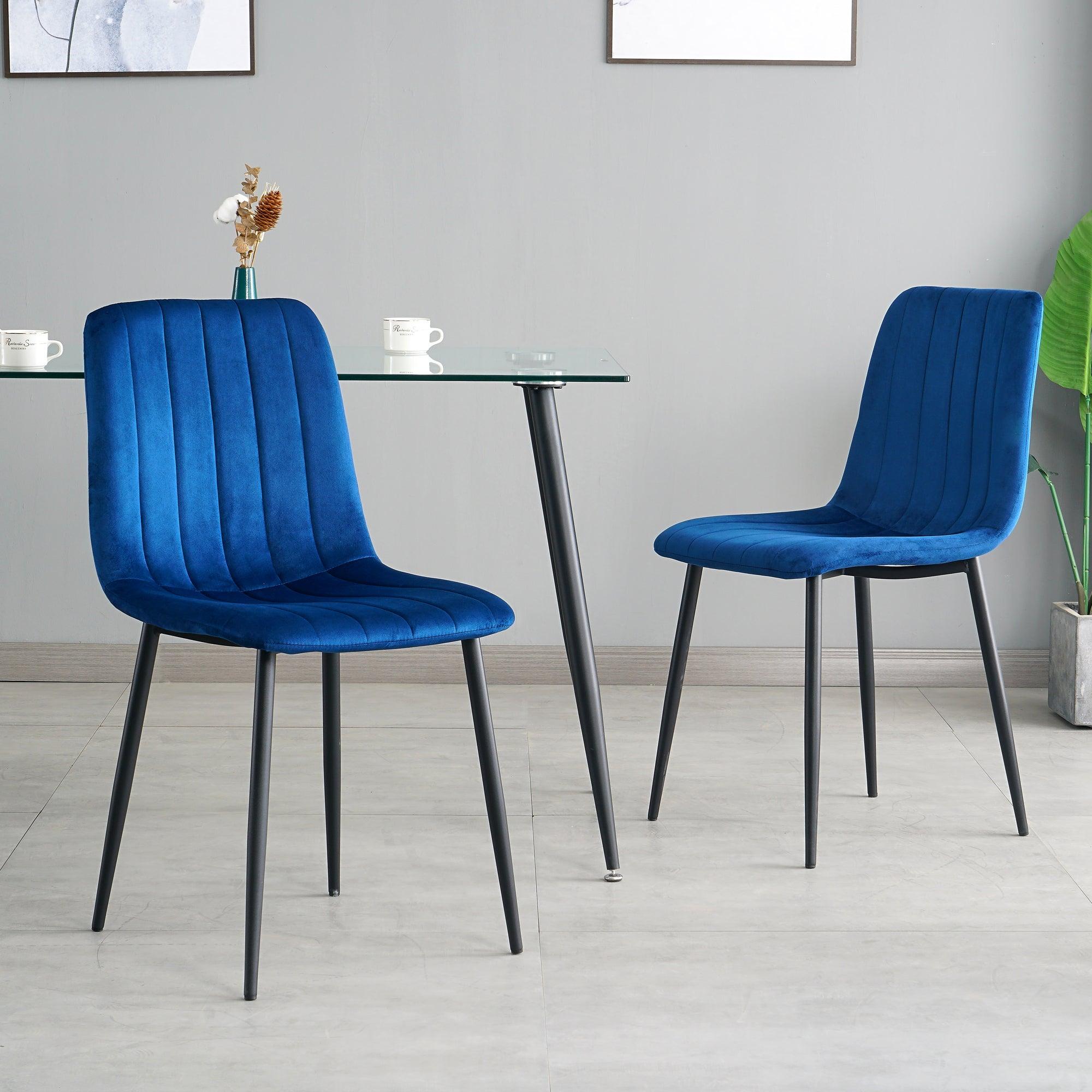 GIKILI Modern Dining Kitchen Chairs with Black Coated Metal Legs (set of 4), Blue