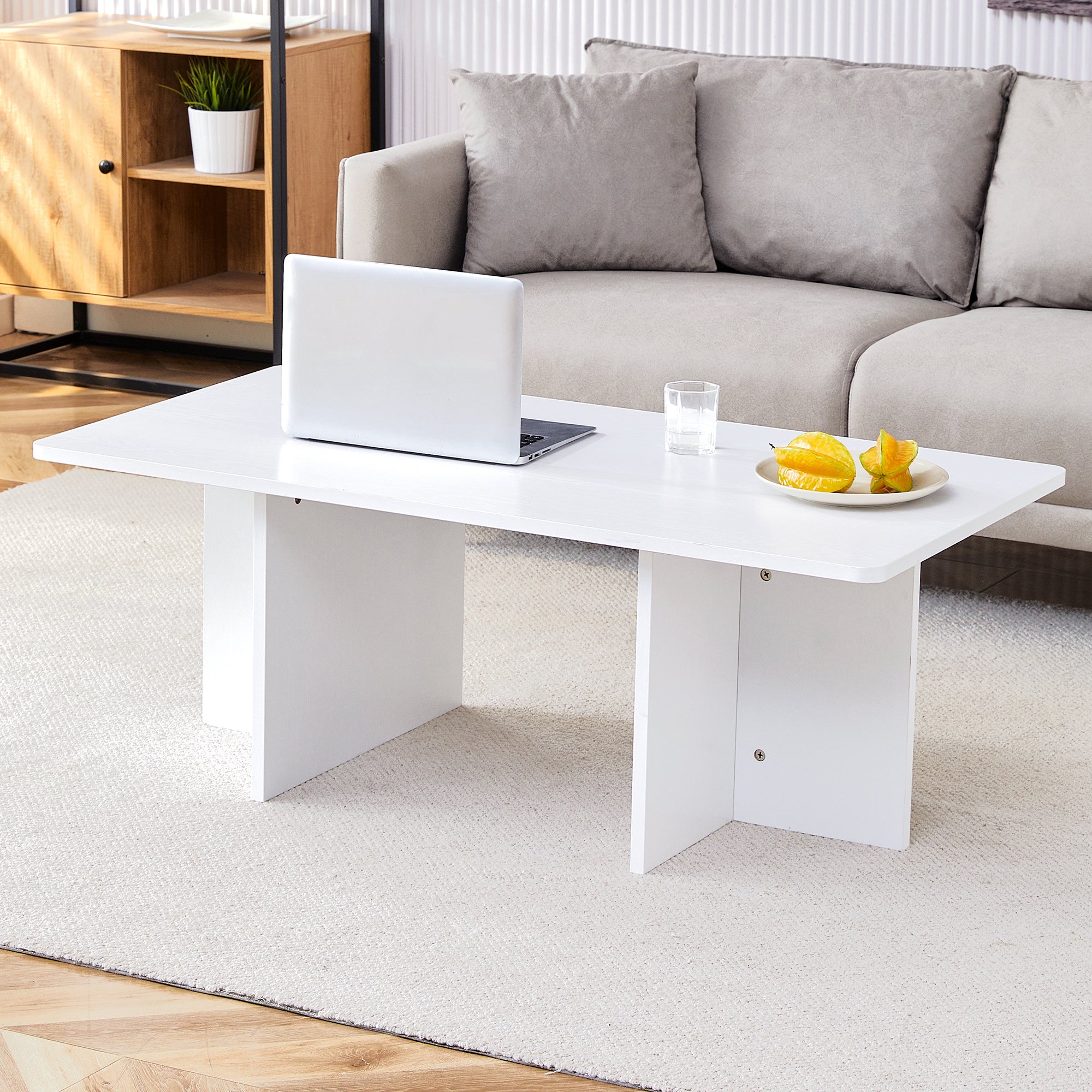 Modern and Practical White Coffee Table, Suitable for Living Room, Bedroom, and Study