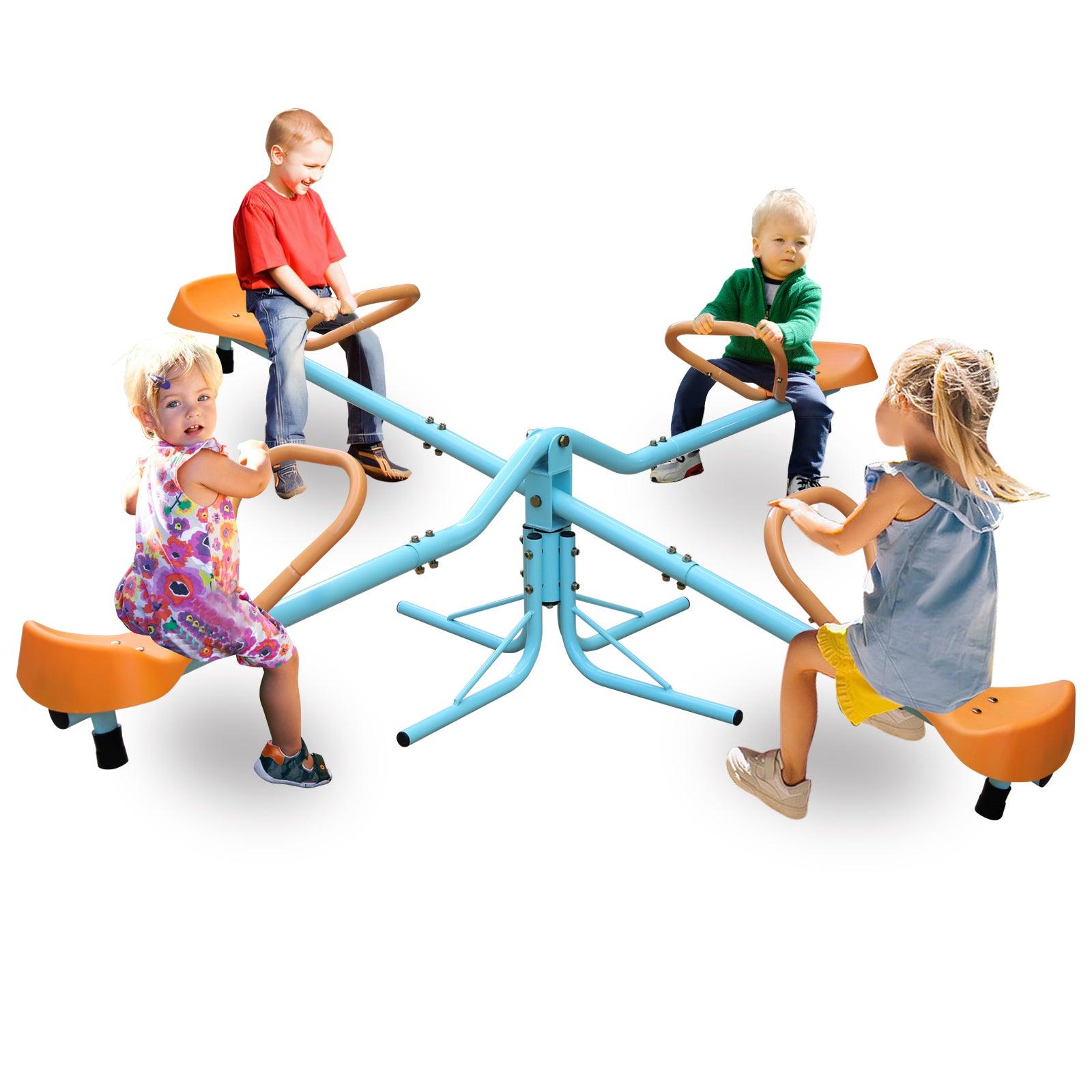 🆓🚛 Outdoor Kids Spinning Seesaw Sit & Spin Teeter Totter Outdoor Playground Equipment Swivel Teeter Totter for Backyard