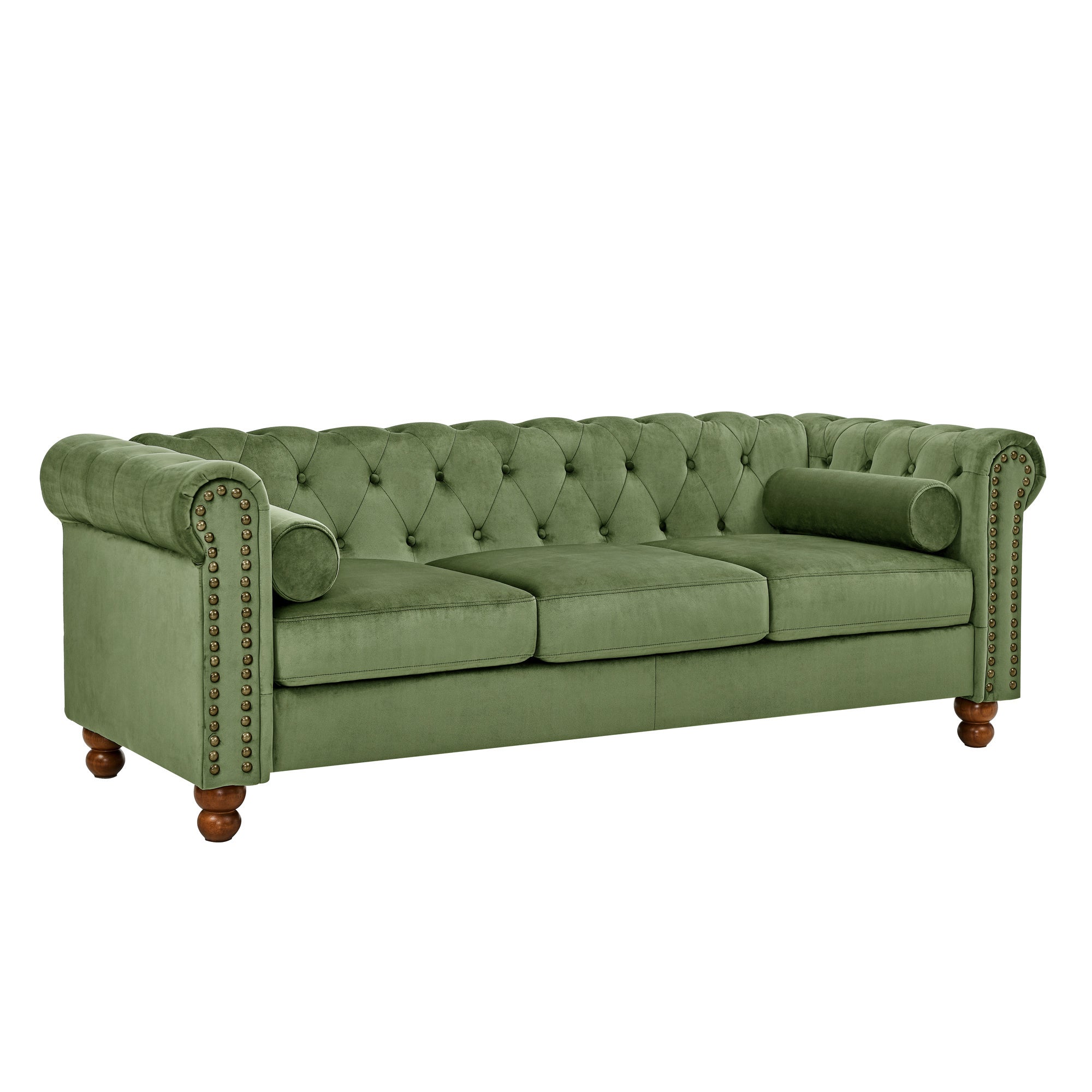 🆓🚛 74.50 Velvet Sofa Tufted Chesterfield Couch, Green