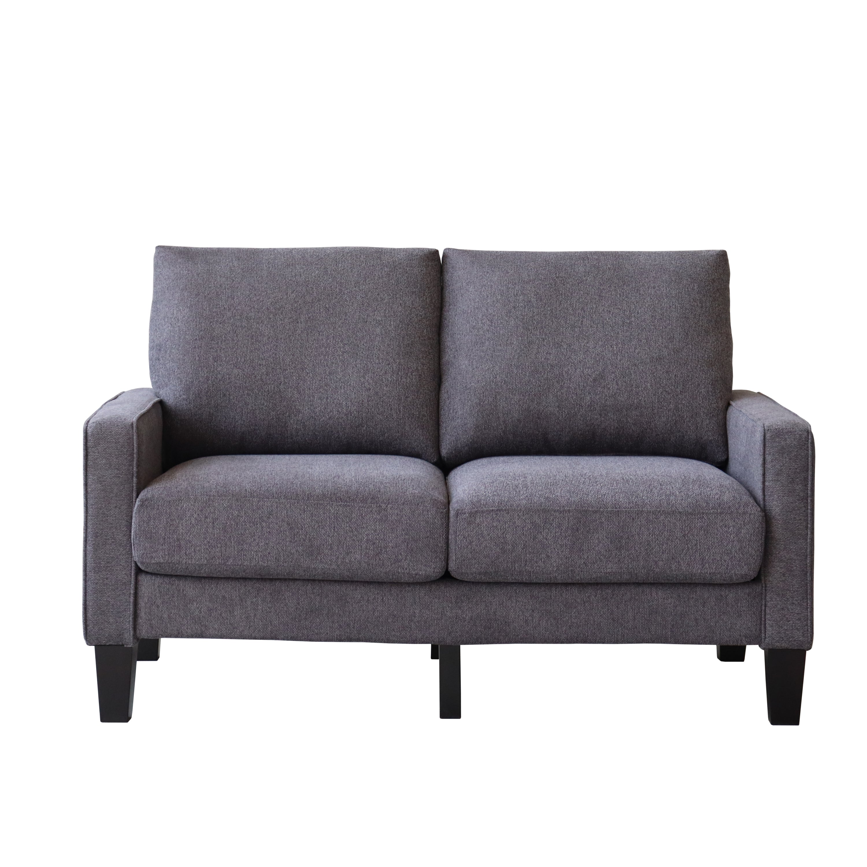 53" Modern Living Room Furniture Loveseat, Dark Gray Fabric