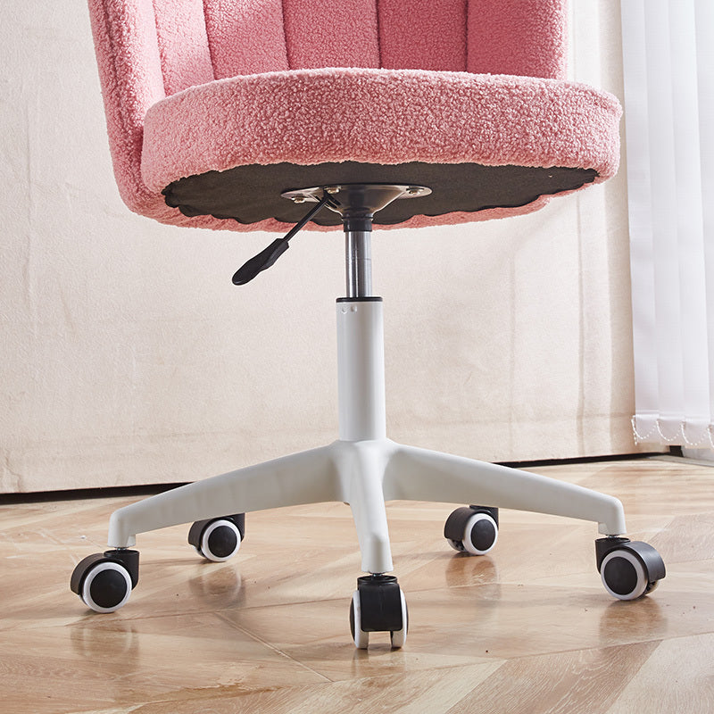 🆓🚛 Office Chair, Fluffy Fuzzy Comfortable Makeup Vanity Chair, Swivel Desk Chair Height Adjustable, Pink