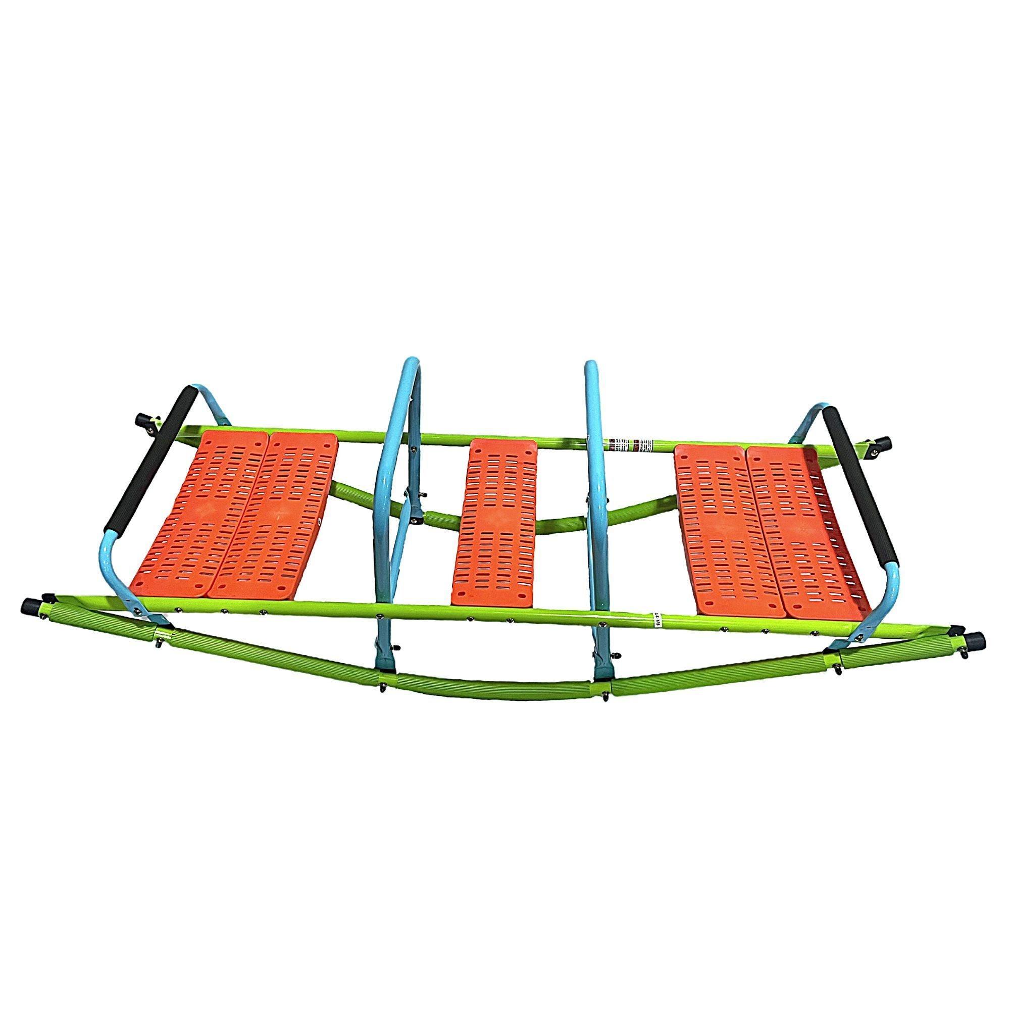 High Quality Kids Seesaw Plastic Seat Playground Equipment Cute Baby Plastic Rocker Outdoor Children Blue And Green Steel Tube For Kids Age 3+