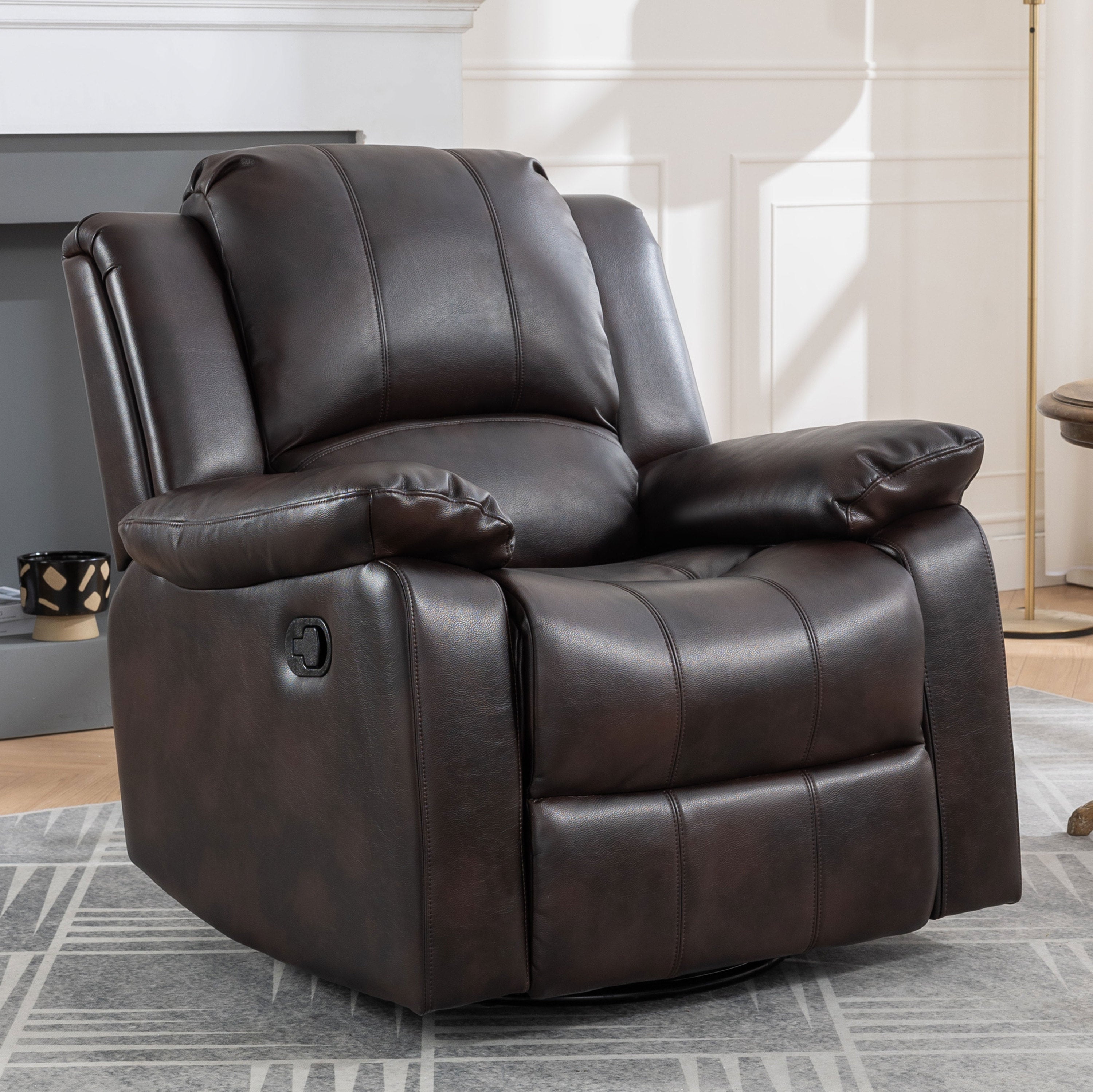 Swivel and Glider Recliner Chair, (Brown)