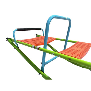 High Quality Kids Seesaw Plastic Seat Playground Equipment Cute Baby Plastic Rocker Outdoor Children Blue And Green Steel Tube For Kids Age 3+