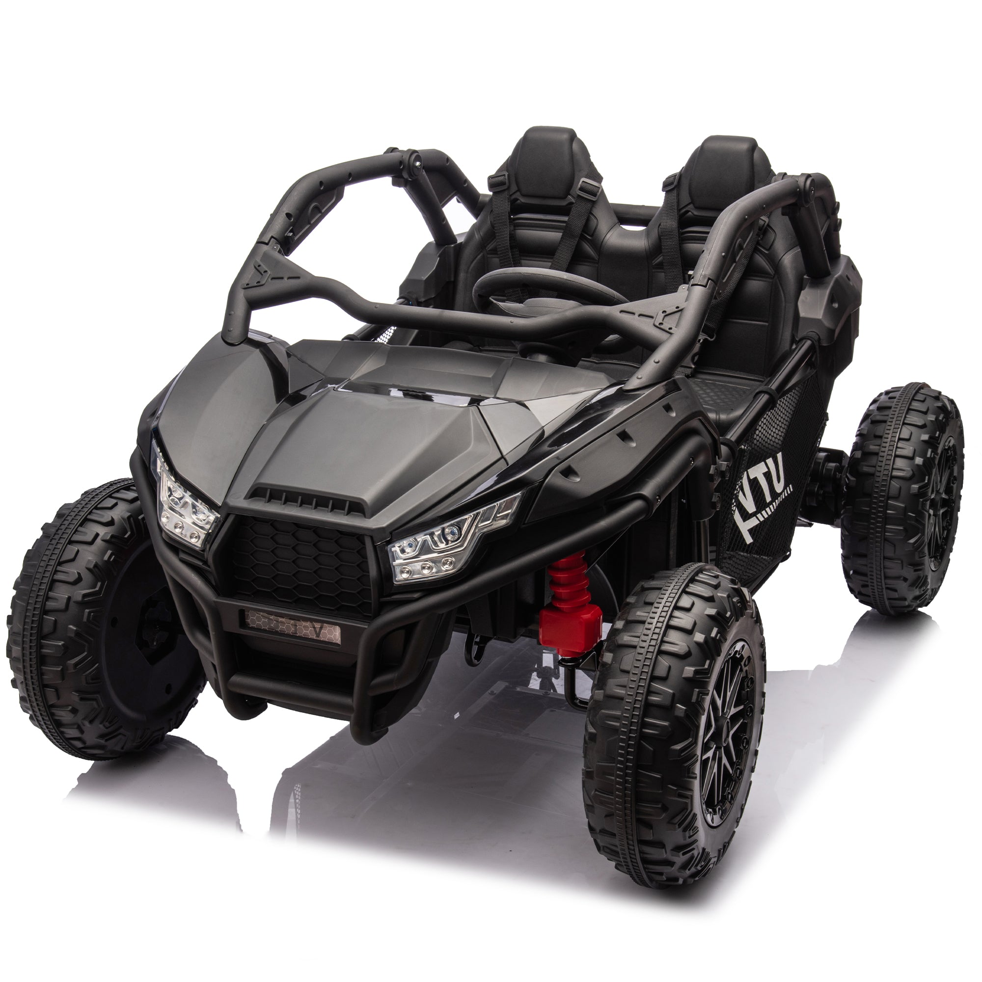 24V Two-Seater Kids Ride On Utv W/Parents Control, 20In Seat Width, 400W Super High Power, Four-Wheel Suspension, Bluetooth, Mp3, Usb, Led Light, Horn, Rear Storage Space, Speeds 3.73-4.97Mph for Kids Aged 3+.