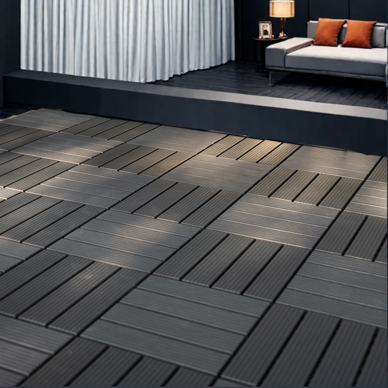 44 Pack 12X12 Square Waterproof Outdoor Deck Tiles - Interlocking, All-Weather, Slip-Resistant, Easy-Assembly Patio Decking for Poolside, Balcony, Backyard