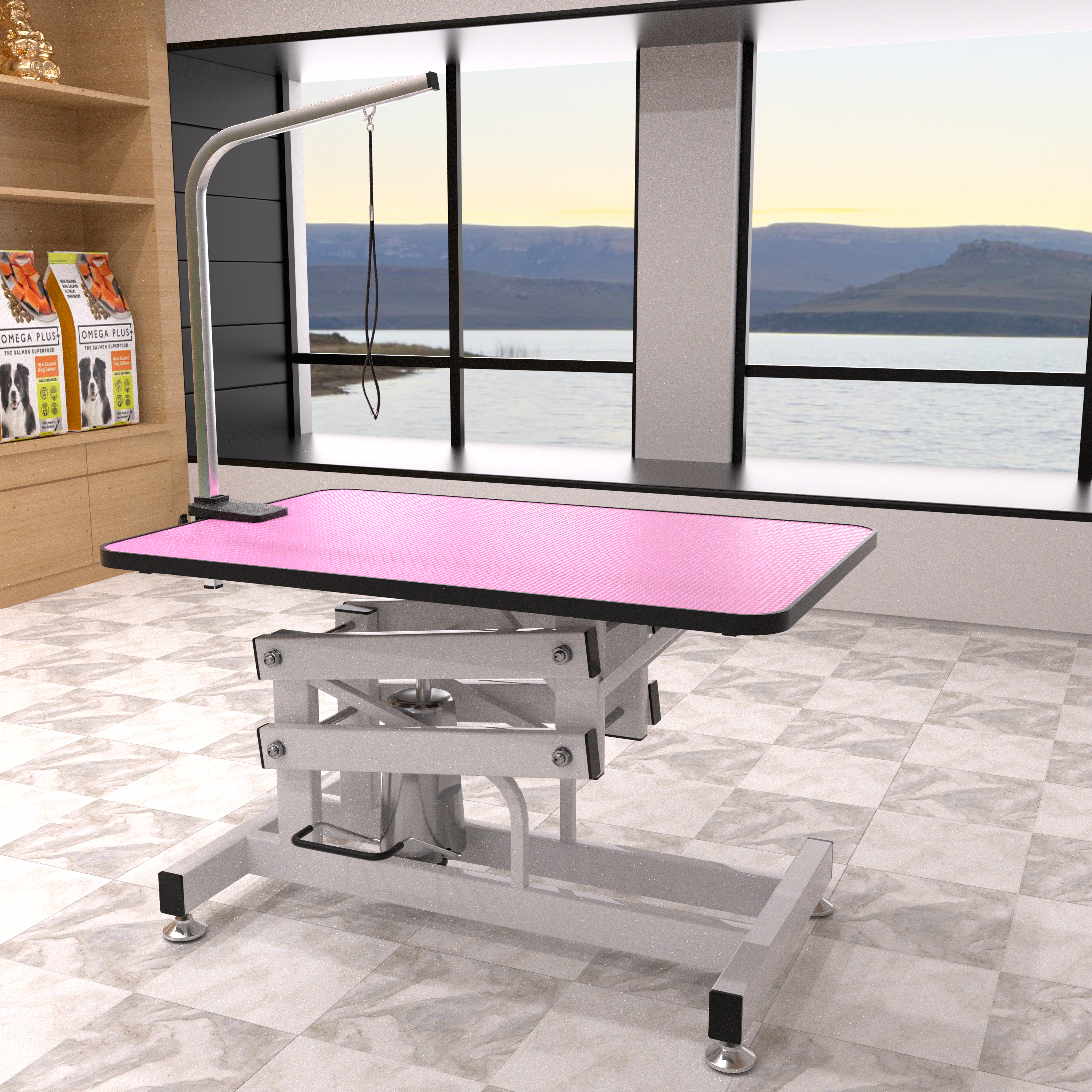 42.5" Hydraulic Pet Grooming Table, Pink