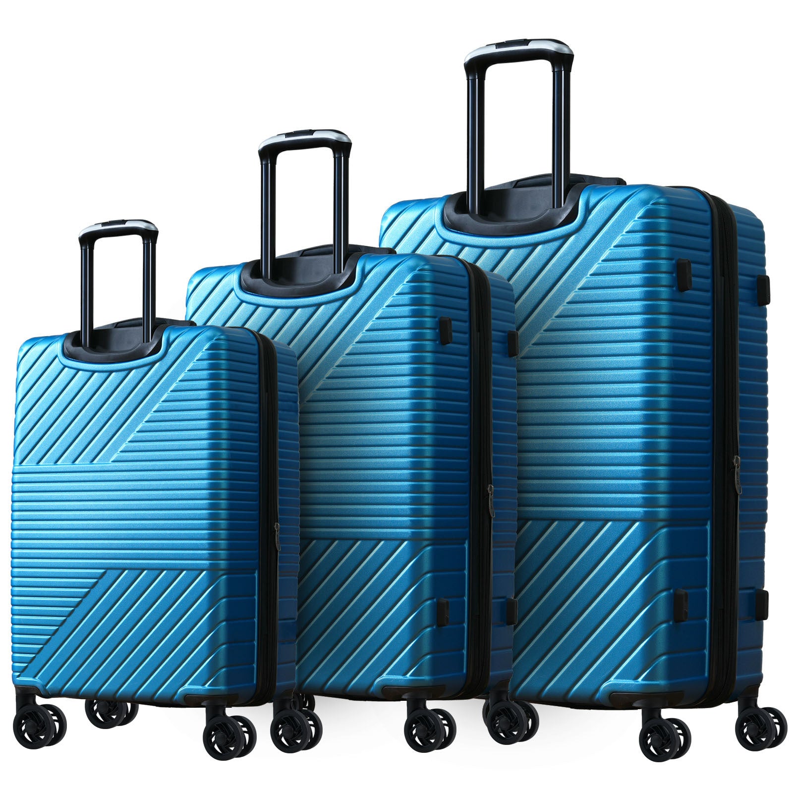 🆓🚛 Hardshell Luggage Sets 3 Piece Double Spinner 8 Wheels Suitcase With TSA Lock Lightweight 20''24''28'', Blue