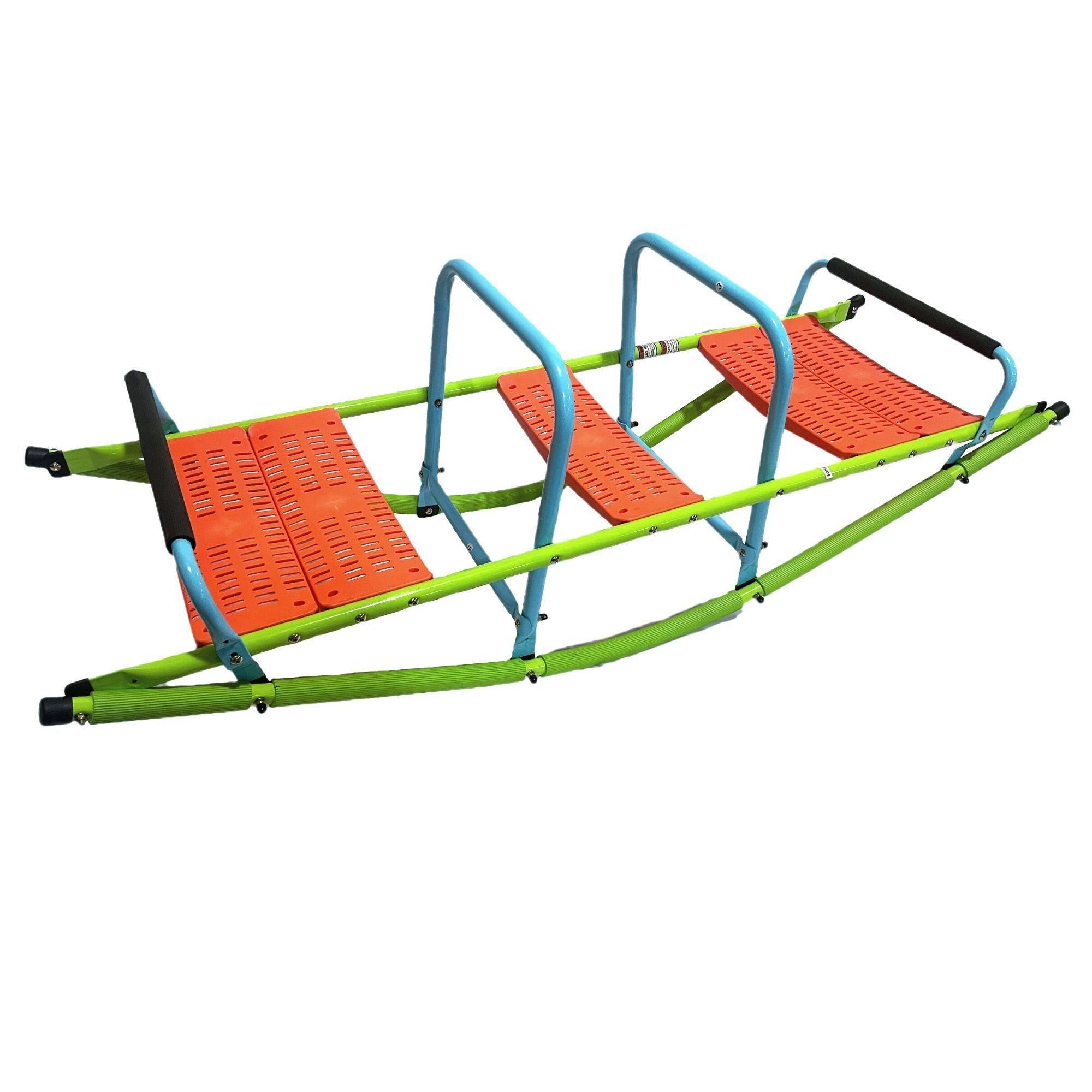 High Quality Kids Seesaw Plastic Seat Playground Equipment Cute Baby Plastic Rocker Outdoor Children Blue And Green Steel Tube For Kids Age 3+